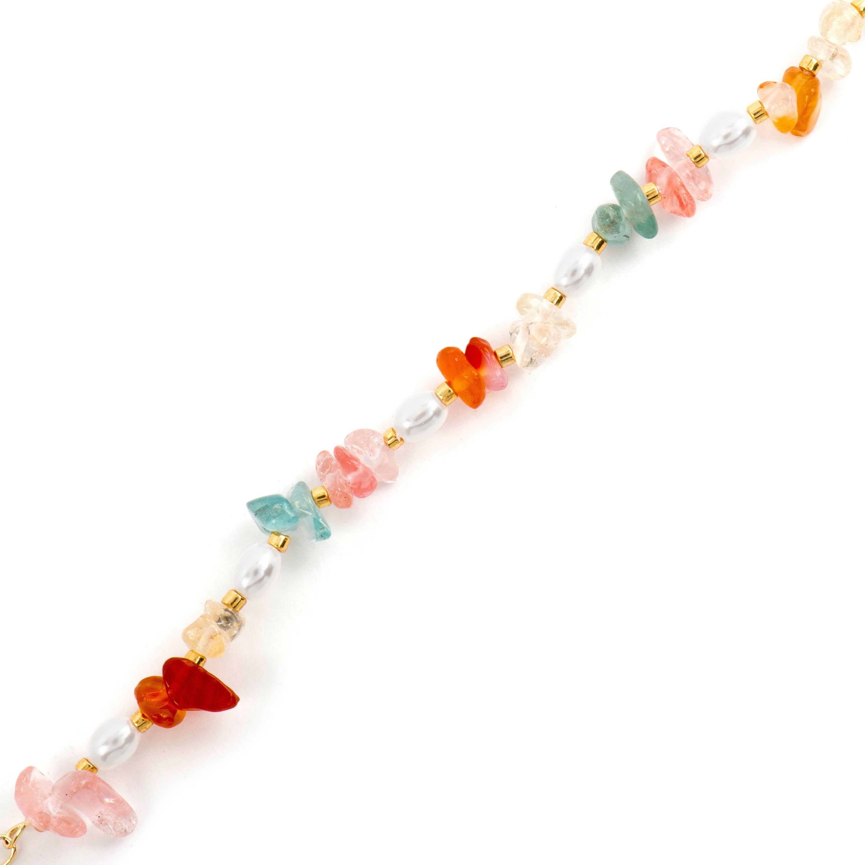18k yellow gold finish bracelet with multicolor natural stones - Wenfa