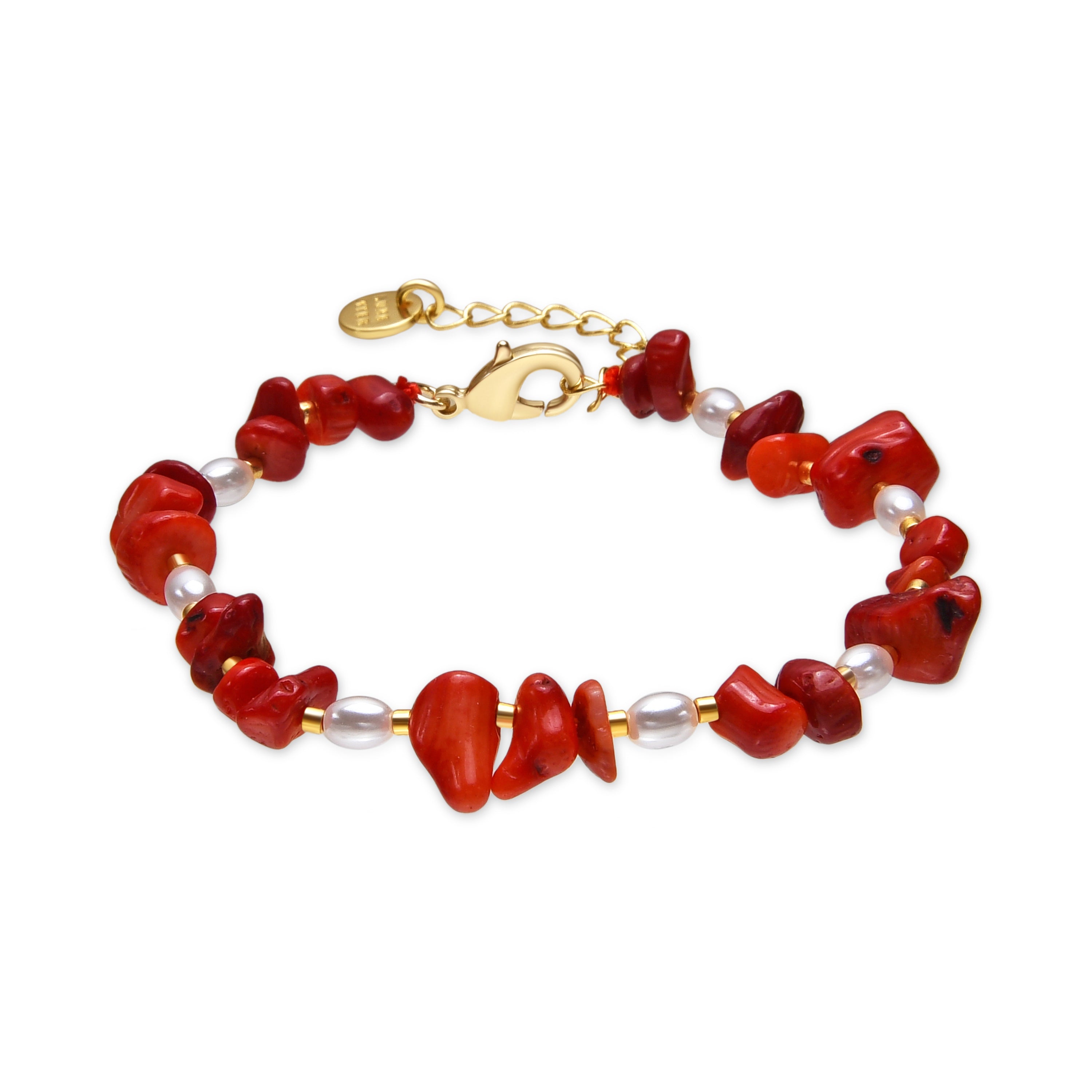 18k yellow gold and coral finish bracelet - Wenfa