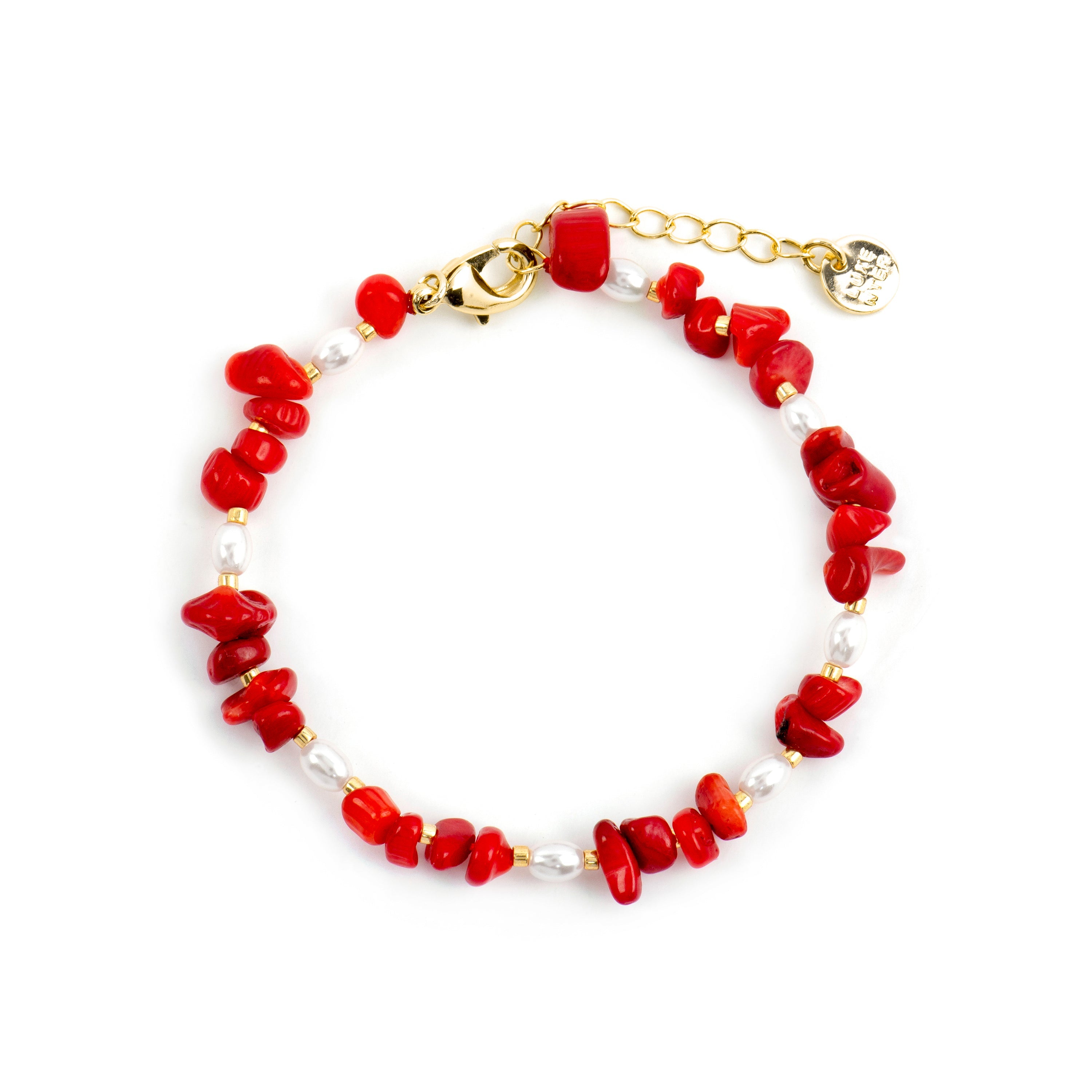 18k yellow gold and coral finish bracelet - Wenfa