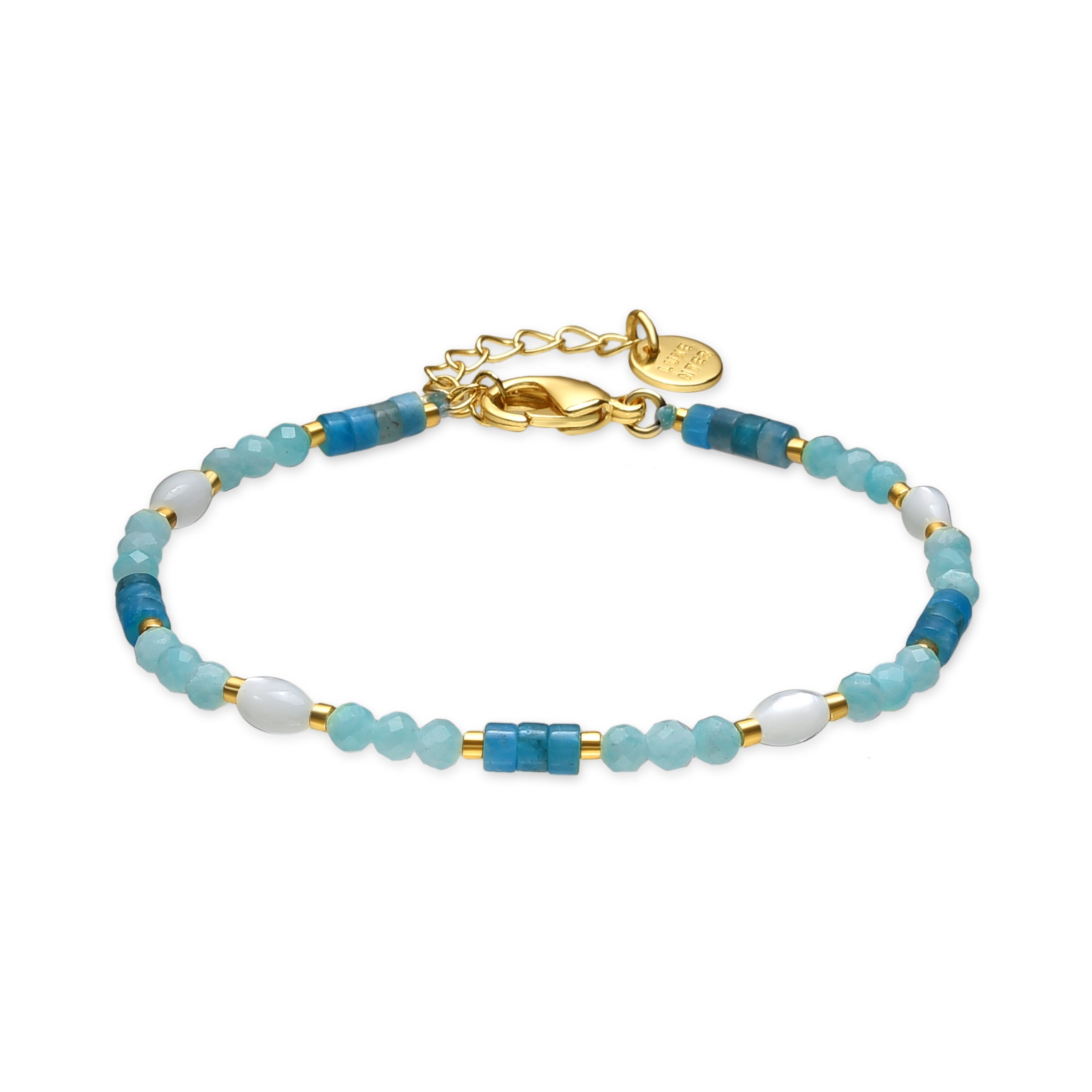 Pulsera acabado oro amarillo de 18k y Amazonita - Kico
