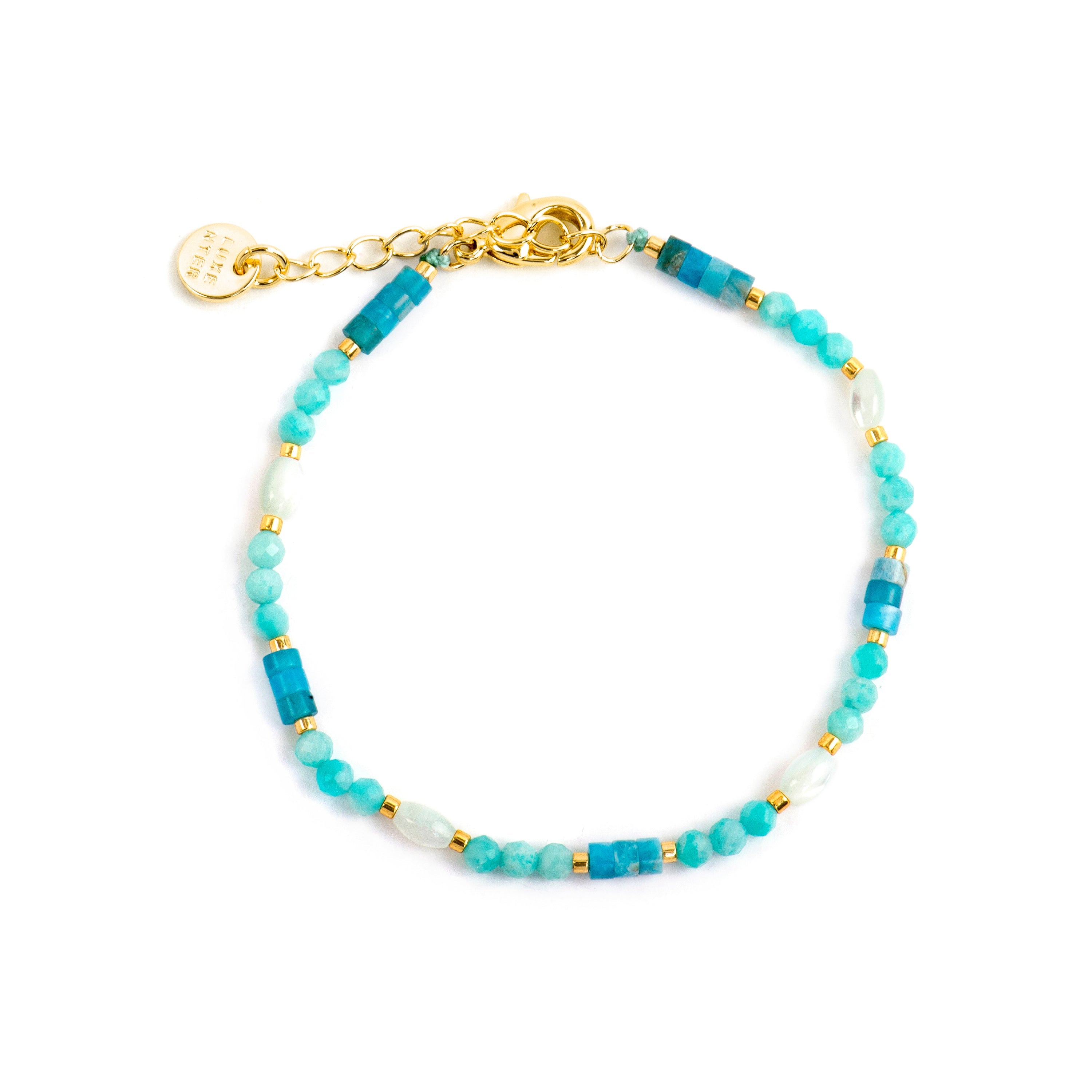 Pulsera acabado oro amarillo de 18k y Amazonita - Kico