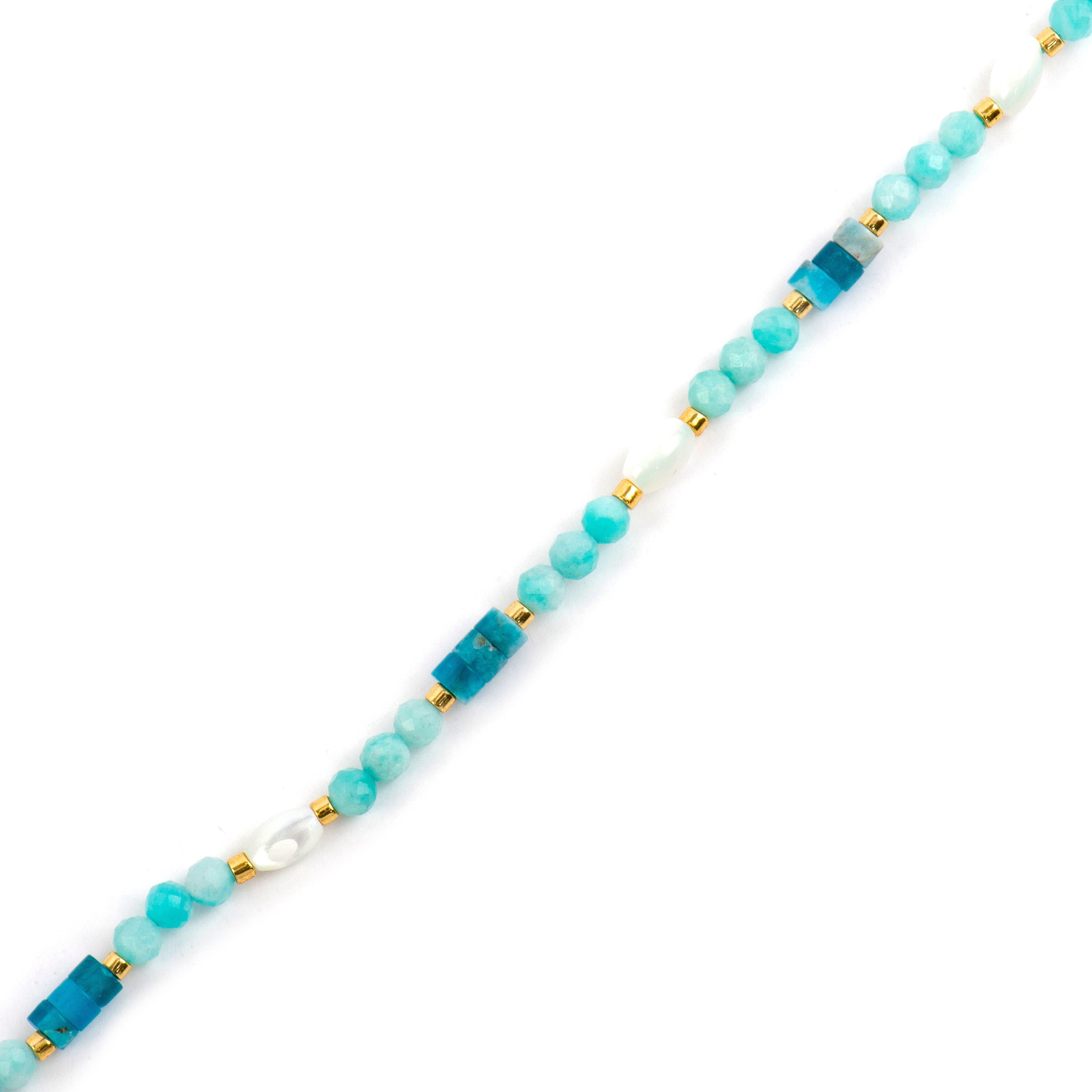 Pulsera acabado oro amarillo de 18k y Amazonita - Kico