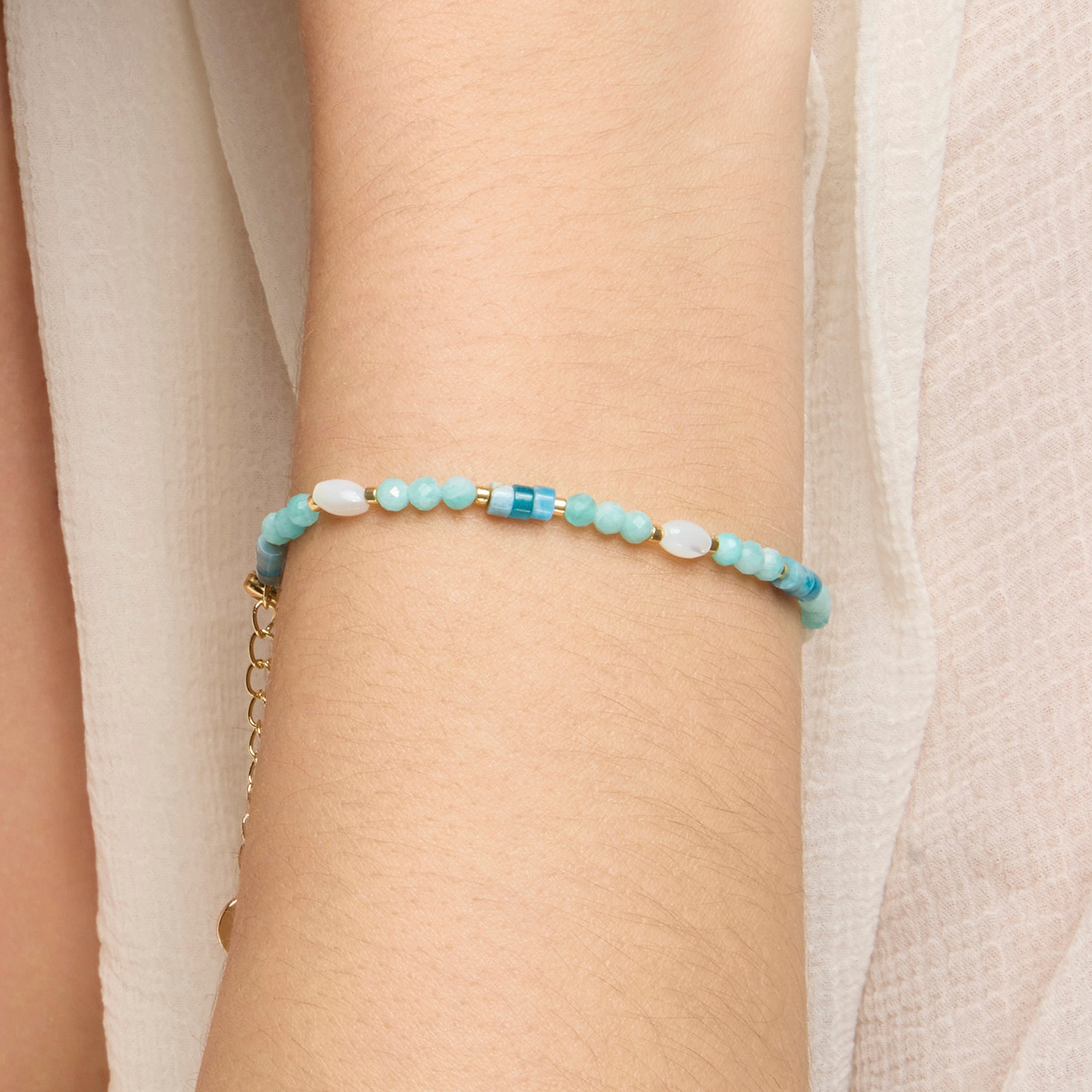 Pulsera acabado oro amarillo de 18k y Amazonita - Kico