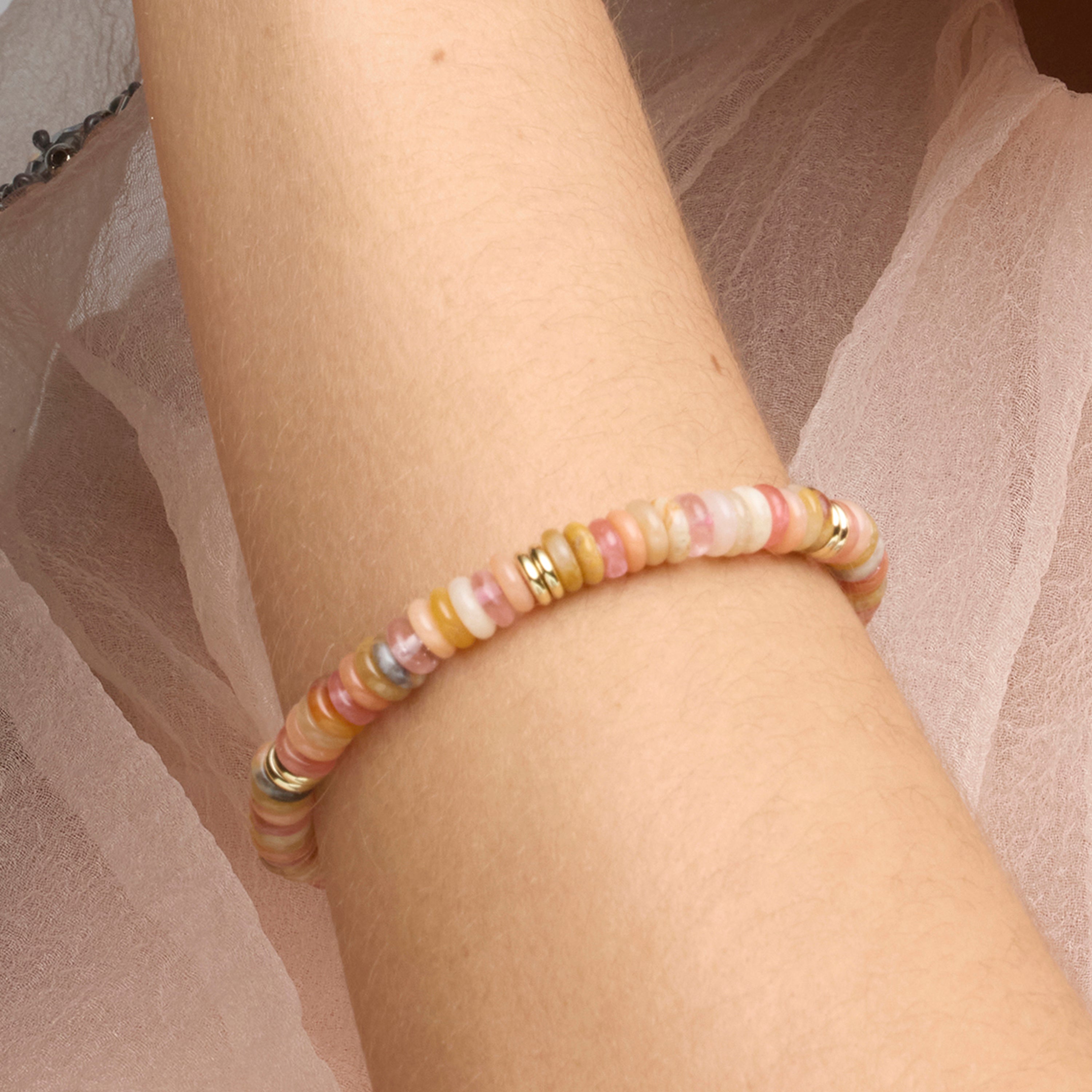 18k yellow gold finish bracelet with multicolor natural stones - Onisu