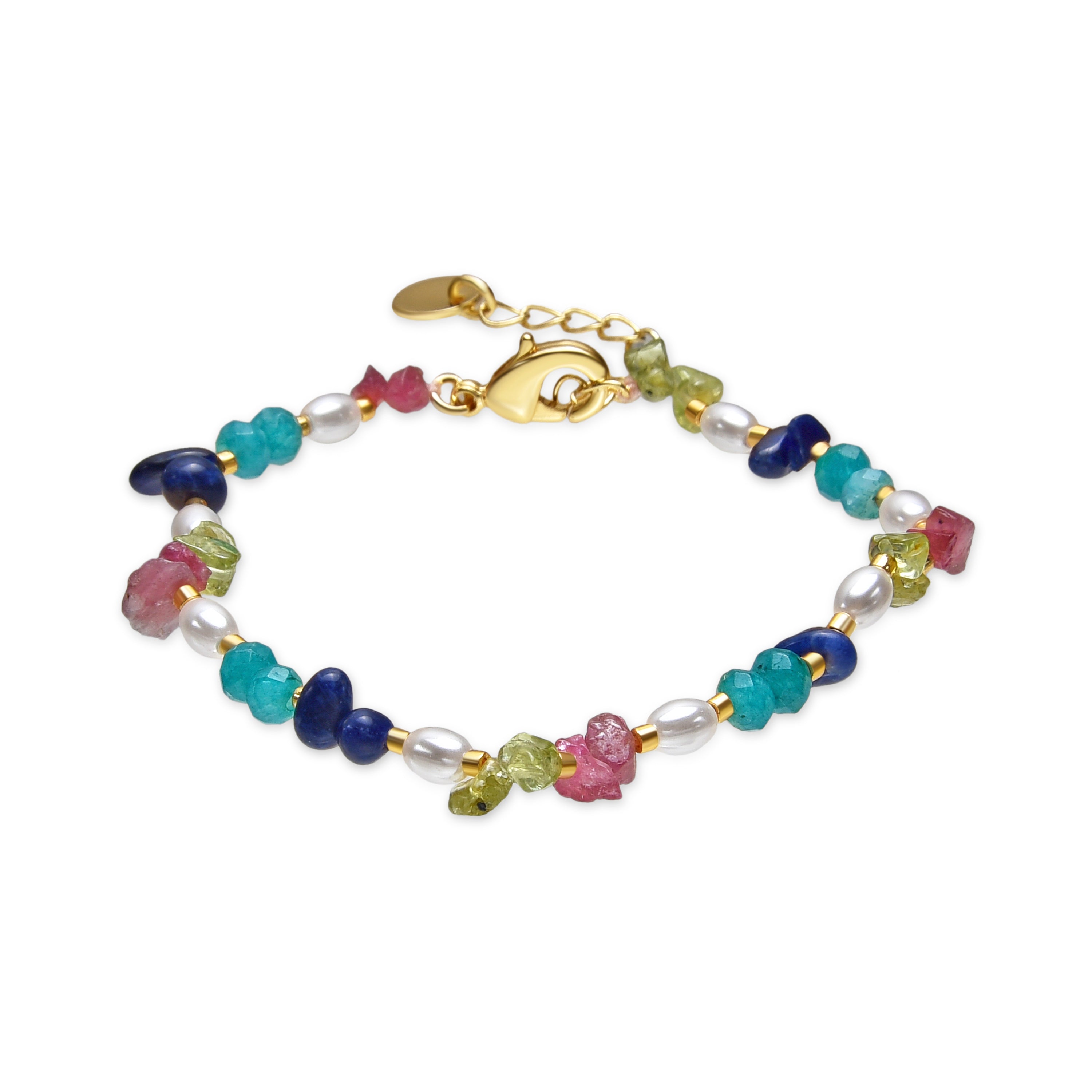 18k yellow gold finish bracelet with multicolor natural stones - Onisu