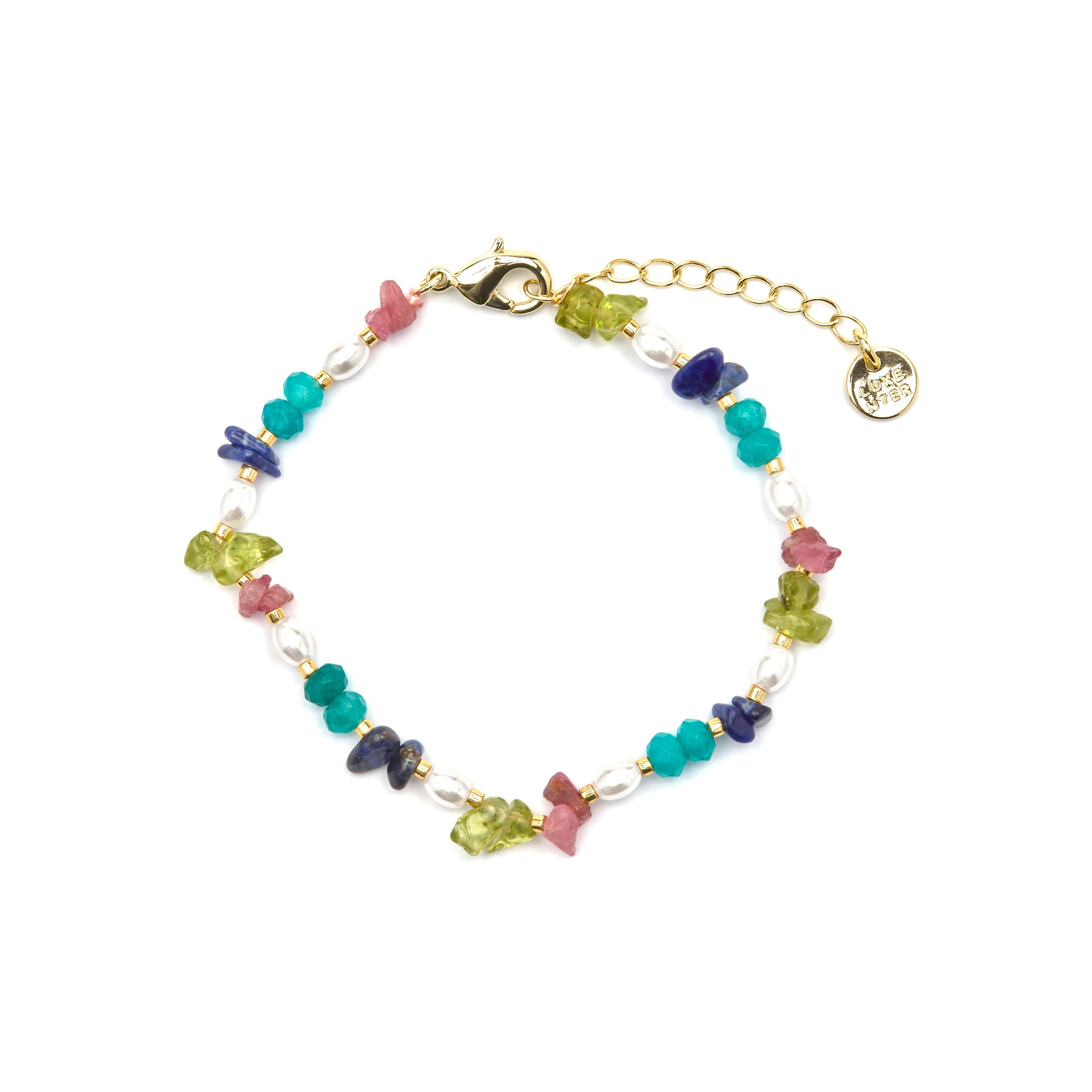 18k yellow gold finish bracelet with multicolor natural stones - Onisu