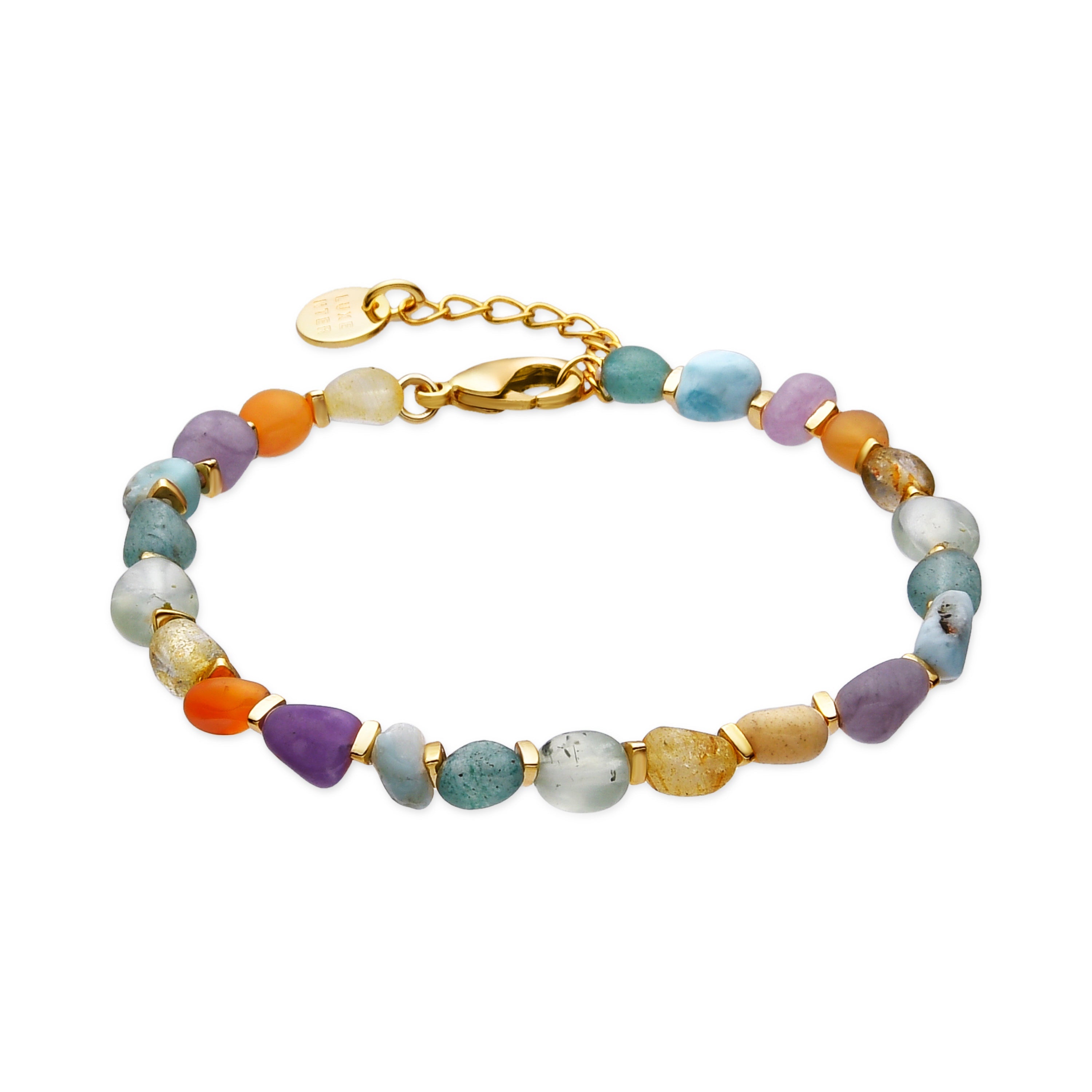18k yellow gold finish bracelet with multicolor natural stones - Terma