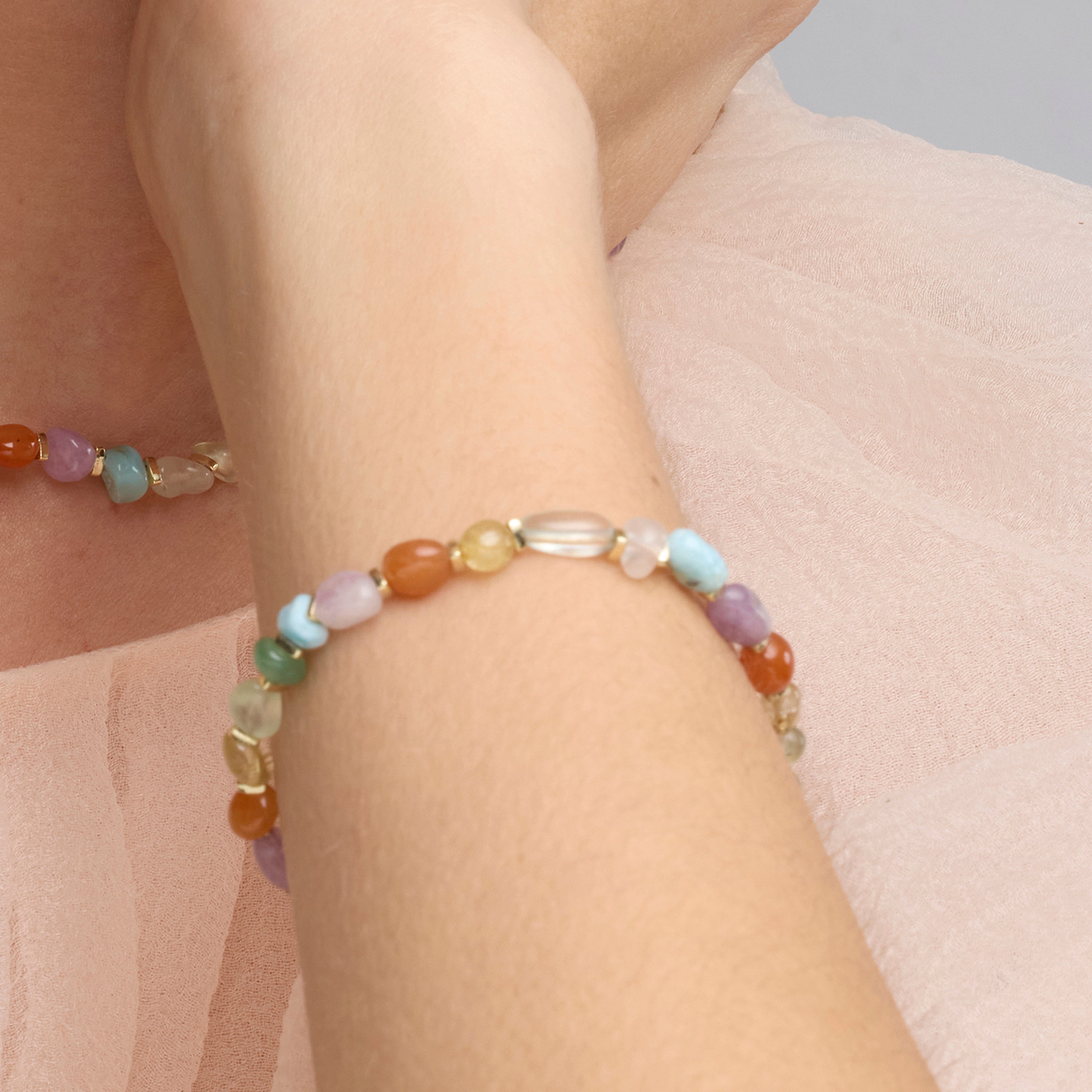 18k yellow gold finish bracelet with multicolor natural stones - Terma
