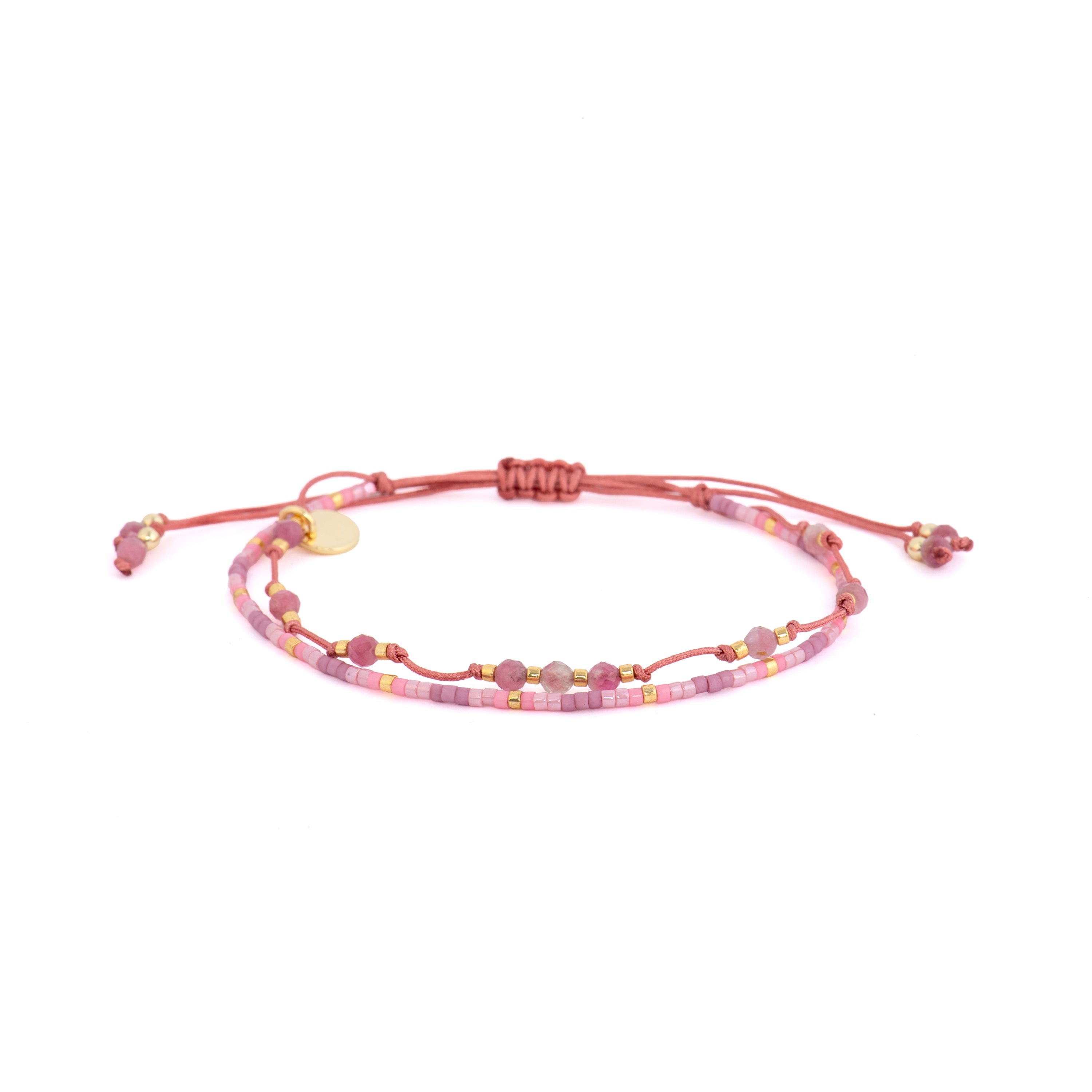 18k yellow gold plated bracelet with Pink Tourmaline - Shyo