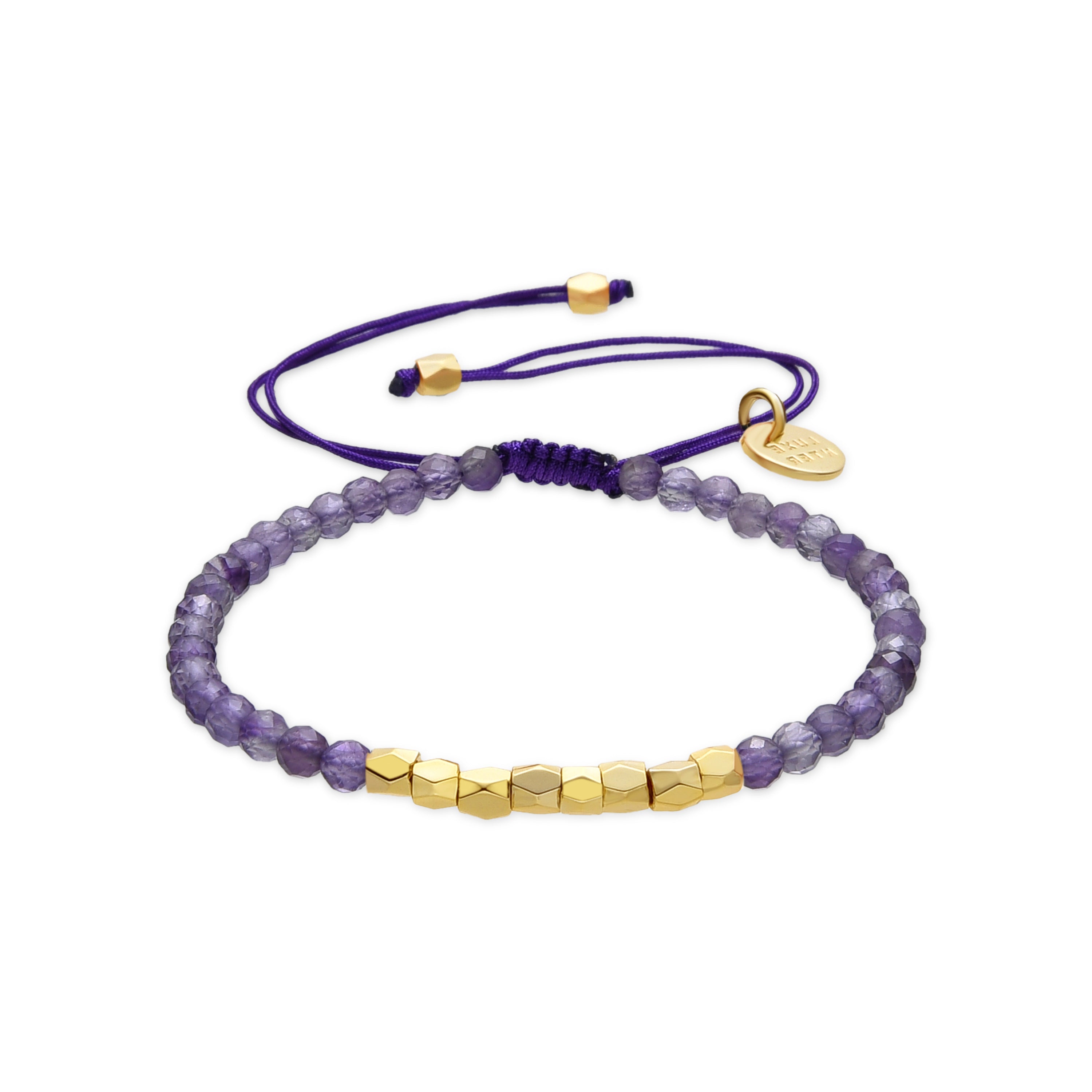 18k Yellow Gold-Plated Bracelet with Natural Amethyst - Likah