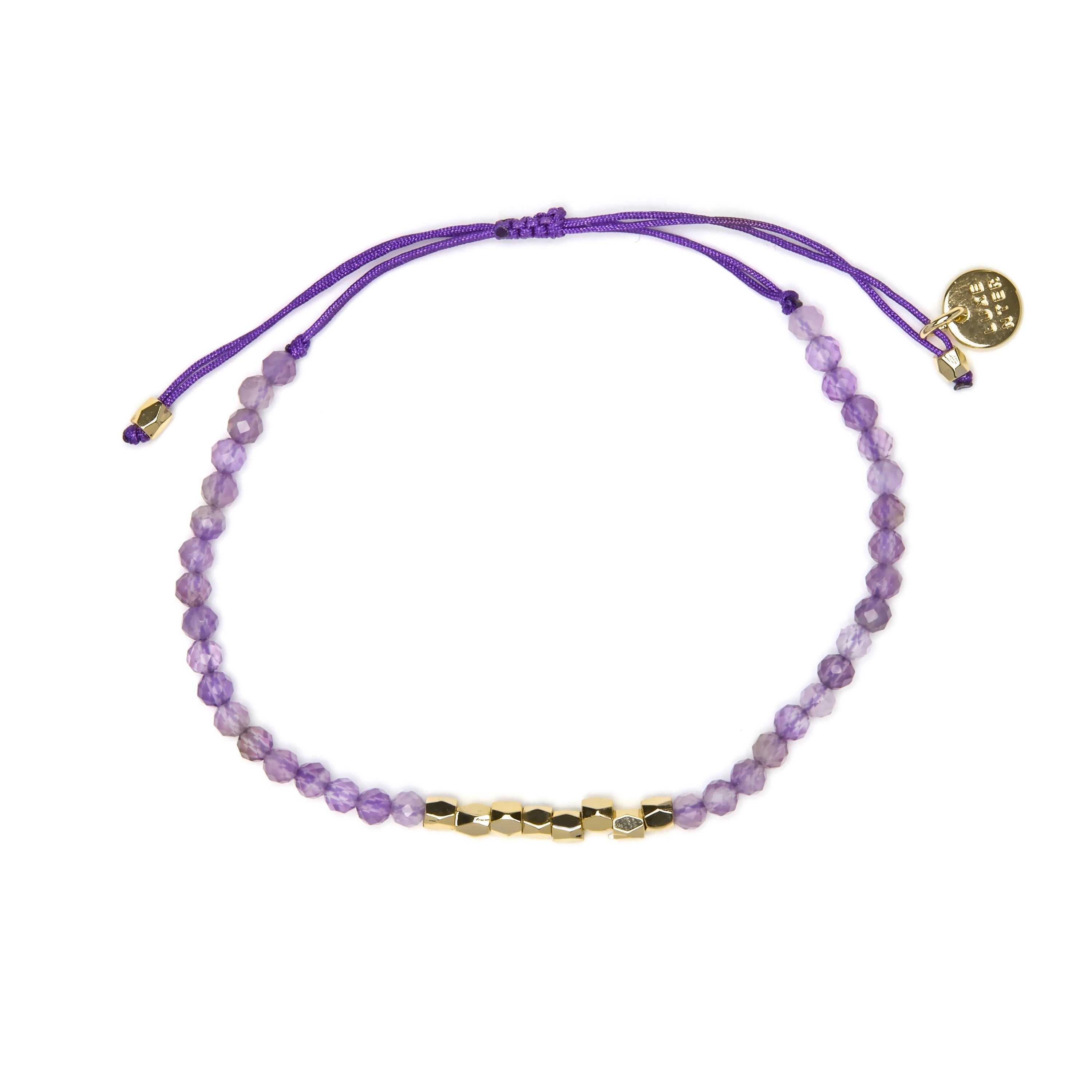 18k Yellow Gold-Plated Bracelet with Natural Amethyst - Likah