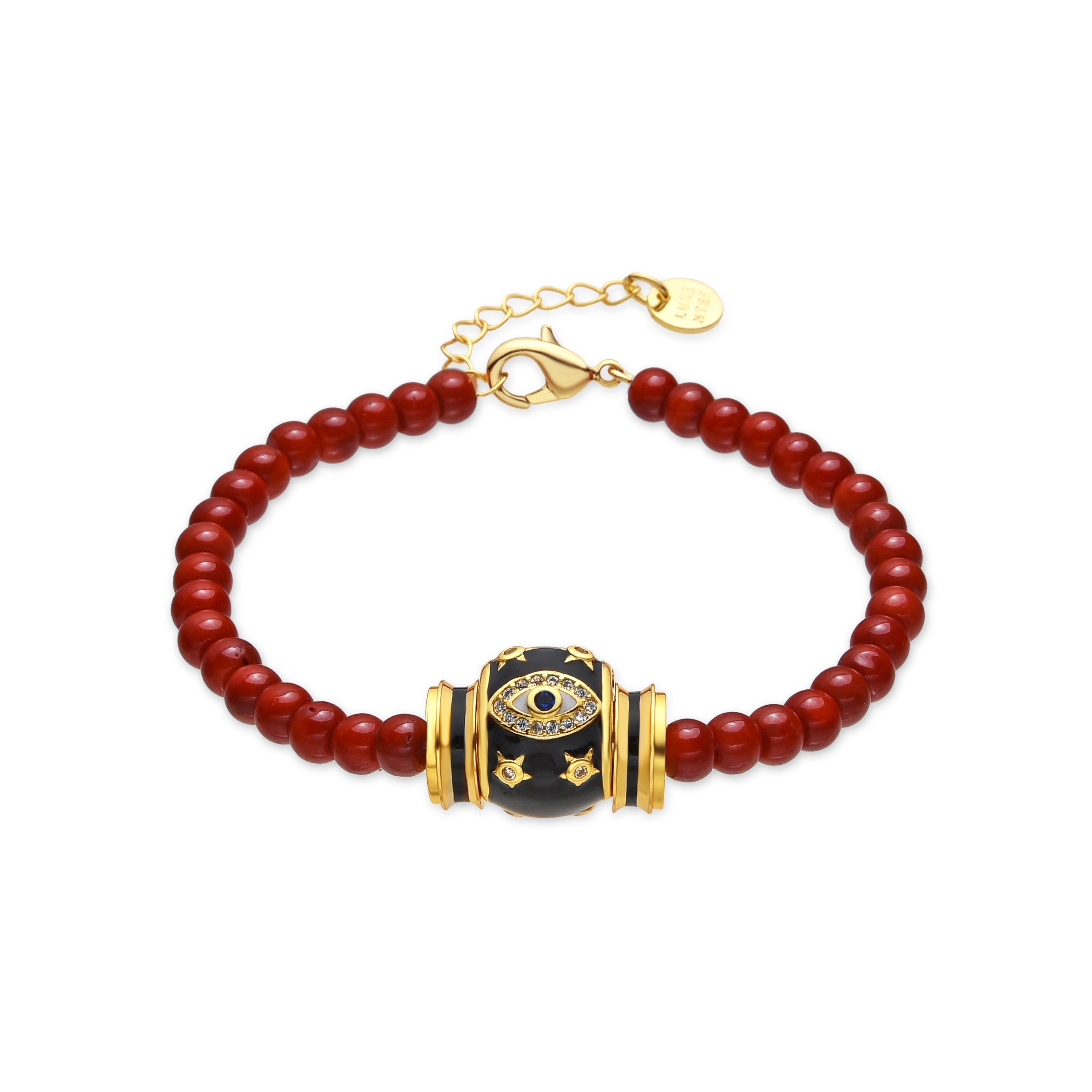 Pulseira com acabamento em ouro amarelo 18k e Coral - Hamco