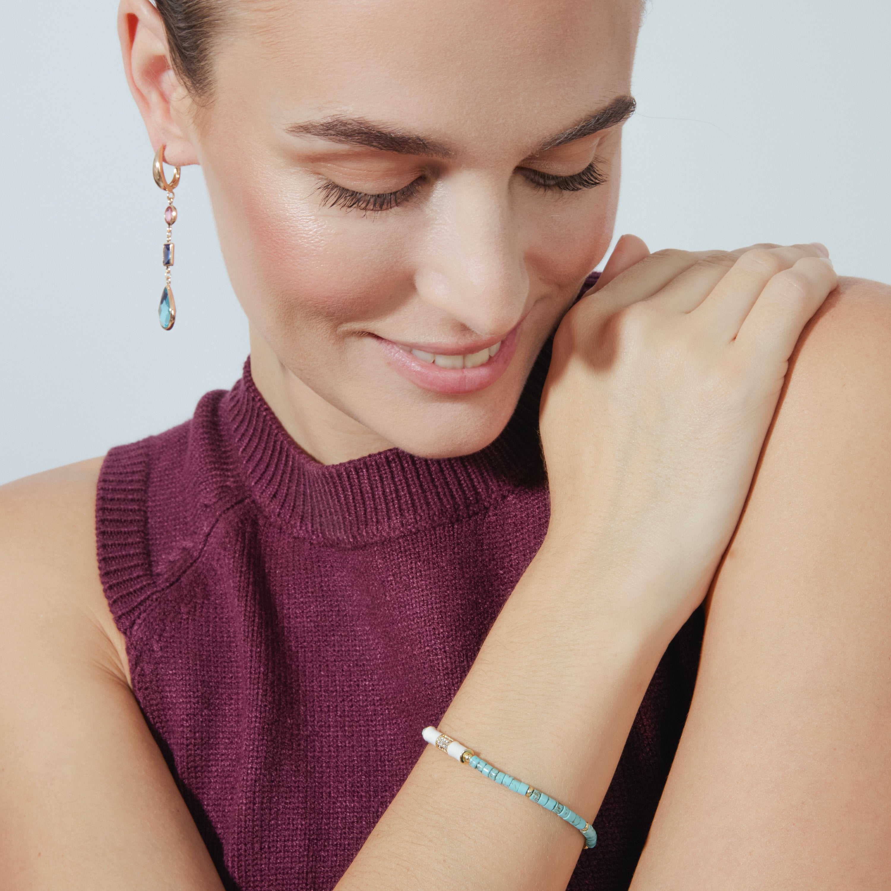 Pulseira com acabamento em ouro amarelo 18k e Turquesa - Asmi