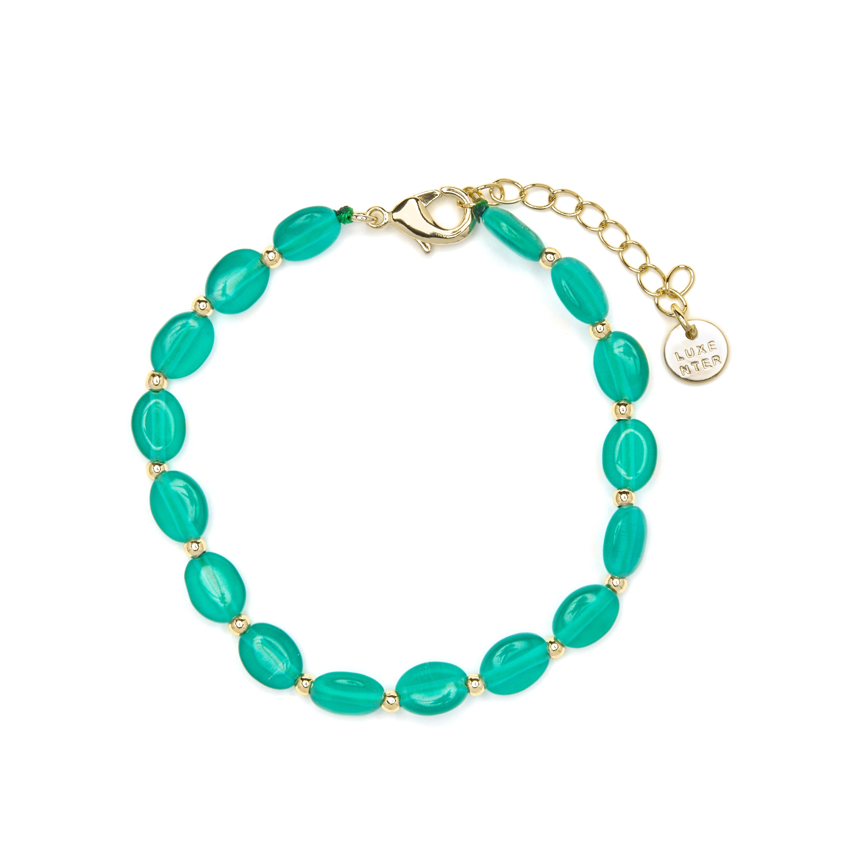 18k yellow gold finish bracelet with green cat's eye - Gorai