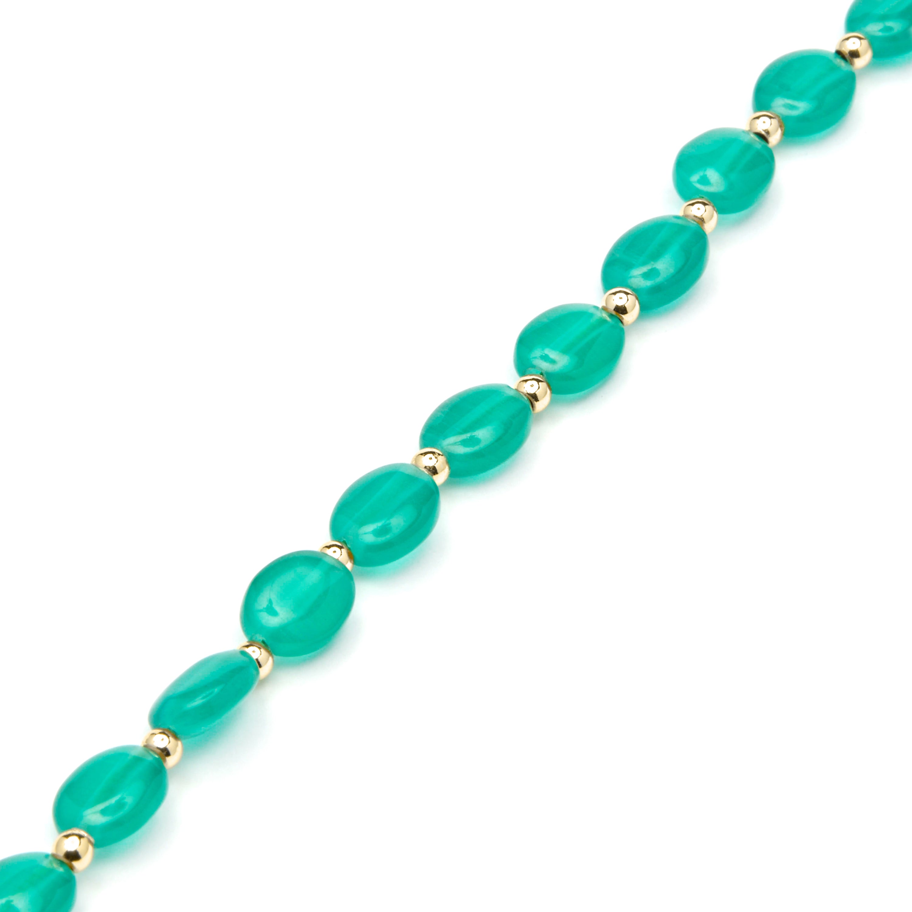 18k yellow gold finish bracelet with green cat's eye - Gorai