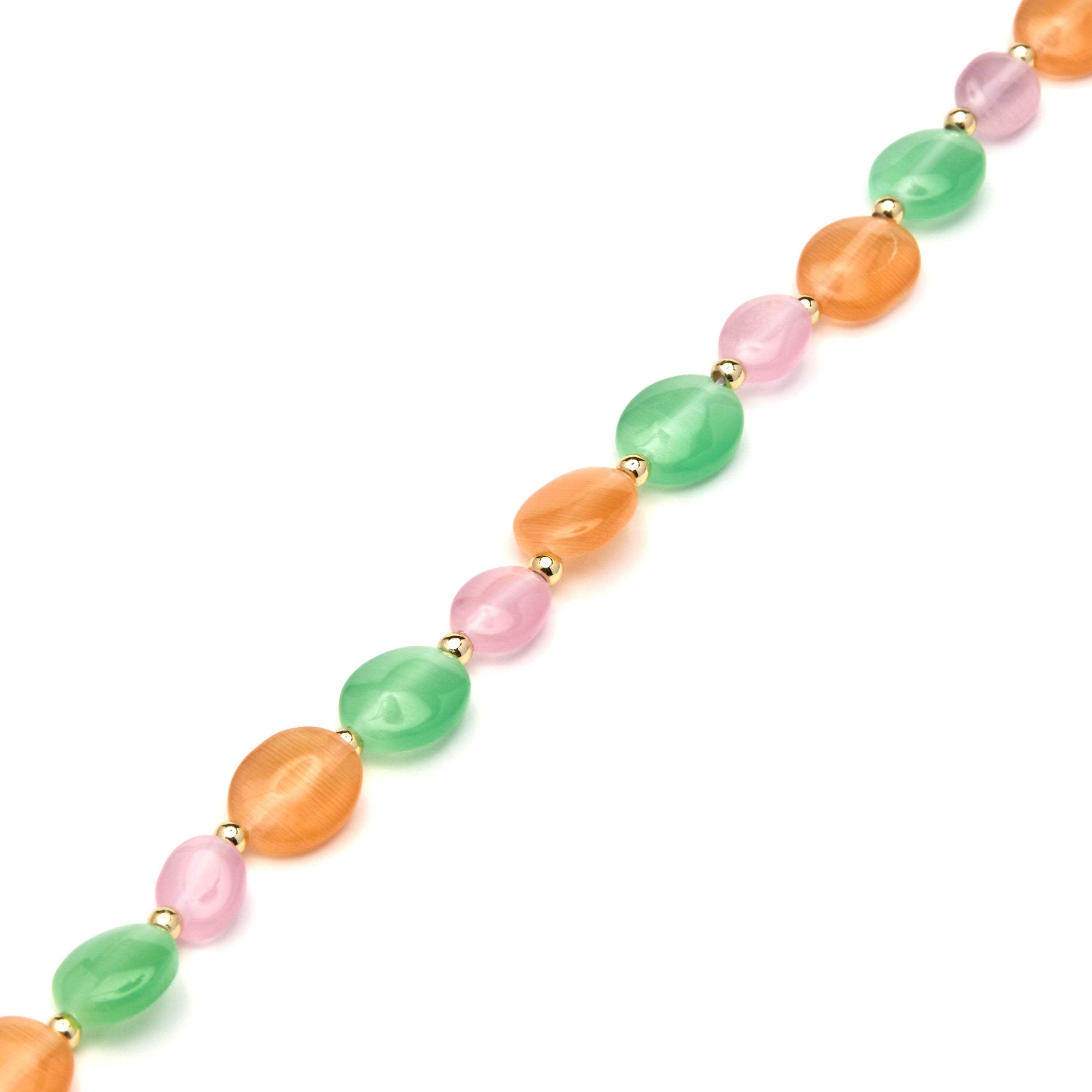 Pulsera acabado oro amarillo de 18k y Ojo de Gato Multicolor - Gorai