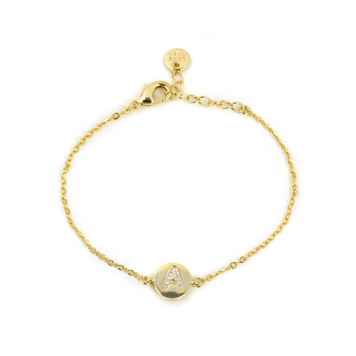 18k Yellow Gold Finish Brilliant Zirconia Bracelet - Alphabet