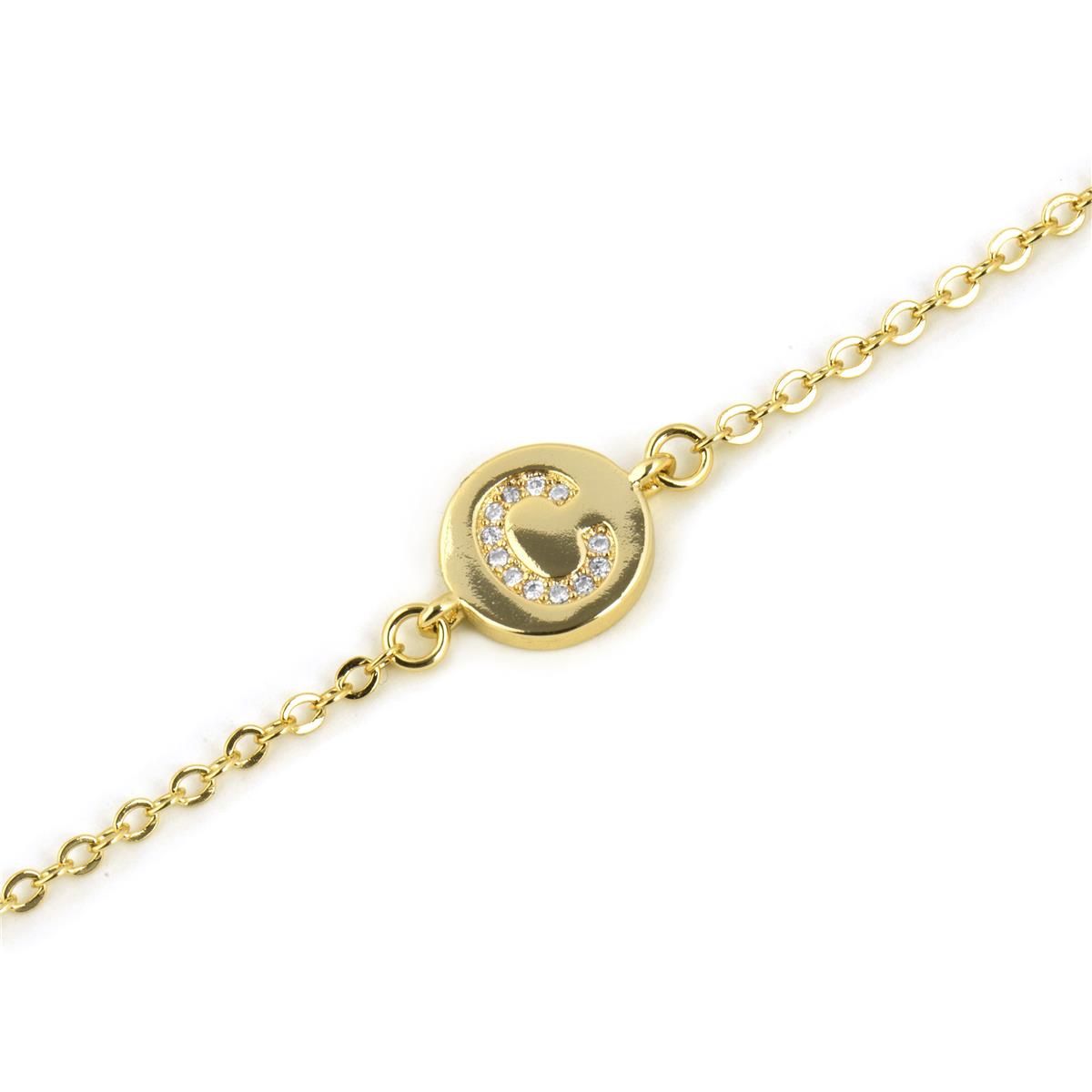 18k Yellow Gold Finish Brilliant Zirconia Bracelet - Alphabet