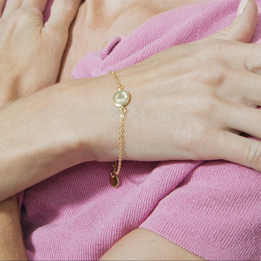 18k Yellow Gold Finish Brilliant Zirconia Bracelet - Alphabet