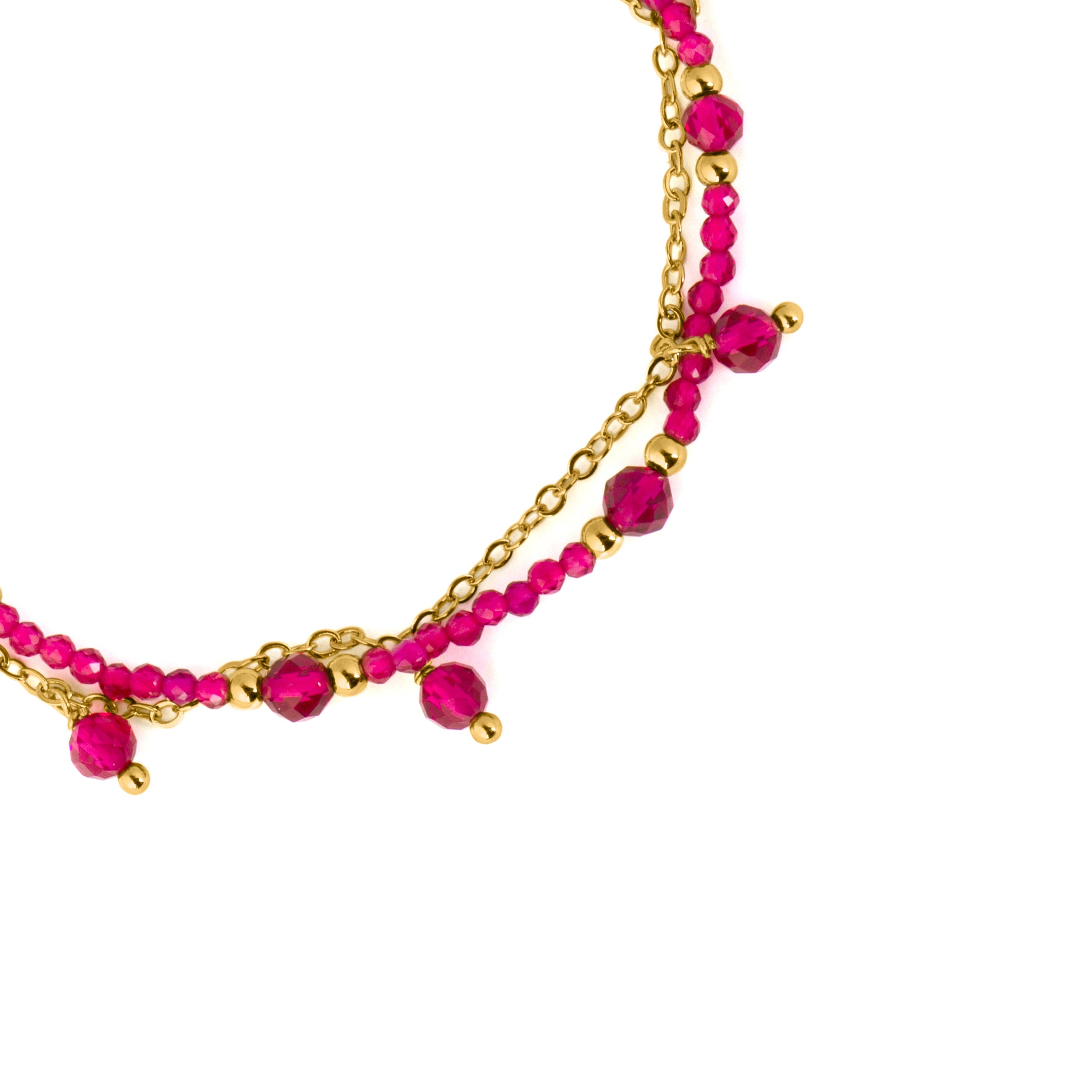 Pulsera de Cristal Rosa acabado en oro amarillo 18k - Aira
