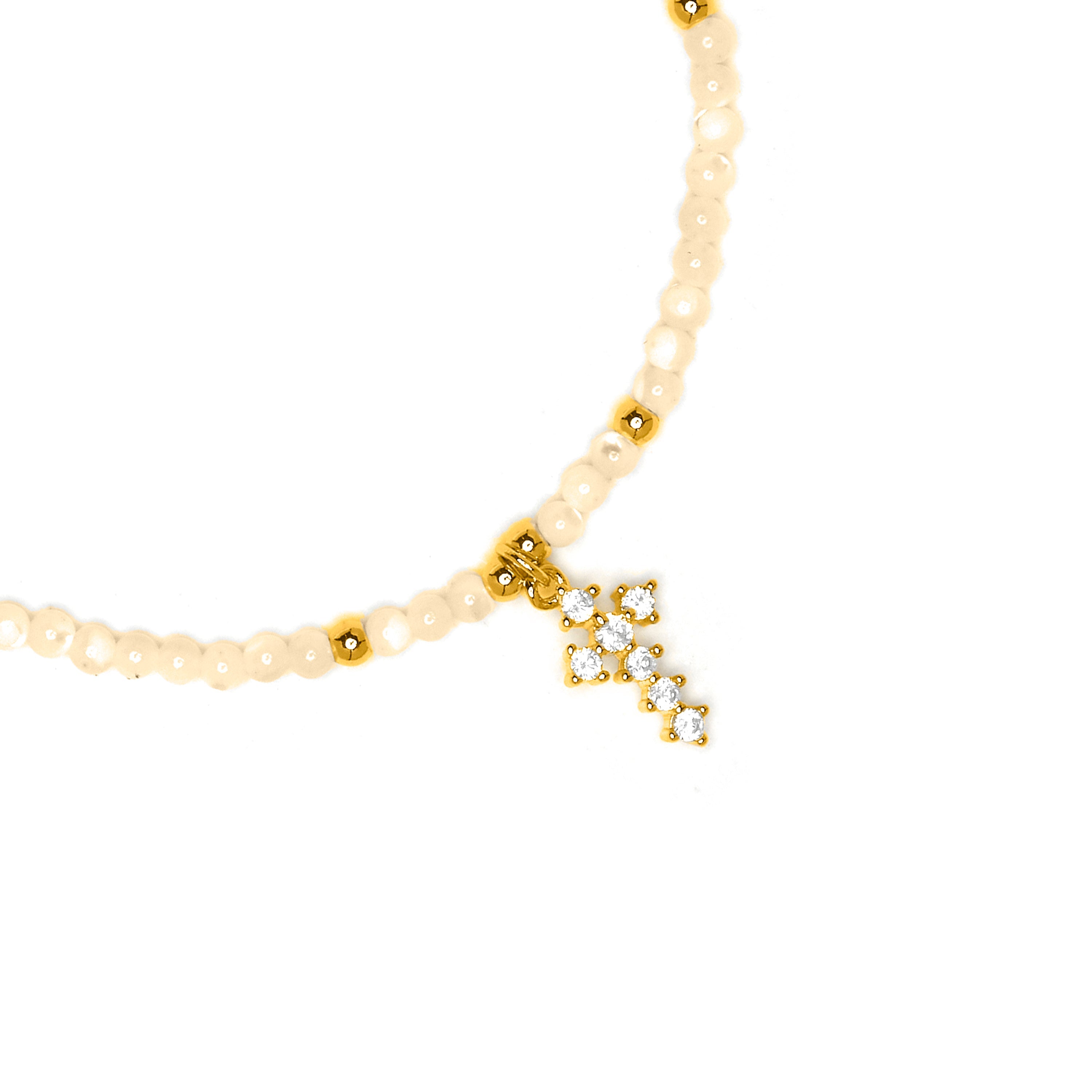 Pulsera de Madreperla Blanca acabado en oro amarillo 18k - Nyali