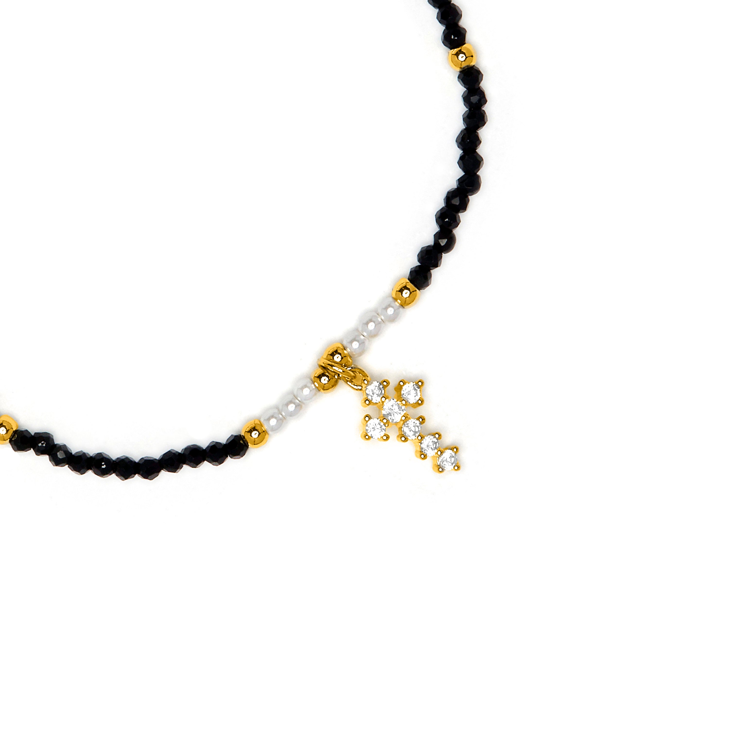 Pulsera de Cristal Negro acabado en oro amarillo 18k - Nyali