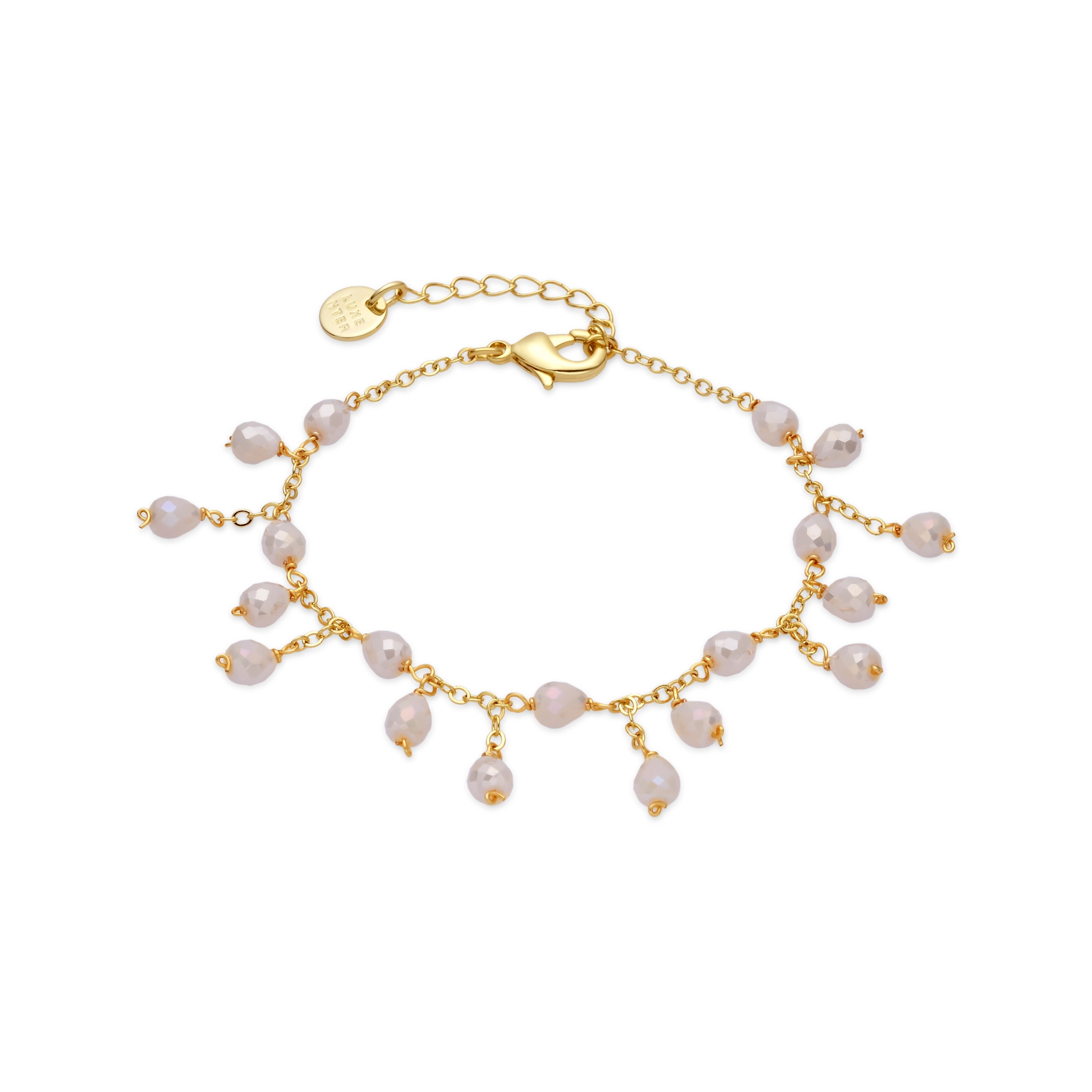 18k Yellow Gold Finish White Crystal Bracelet - Fyre