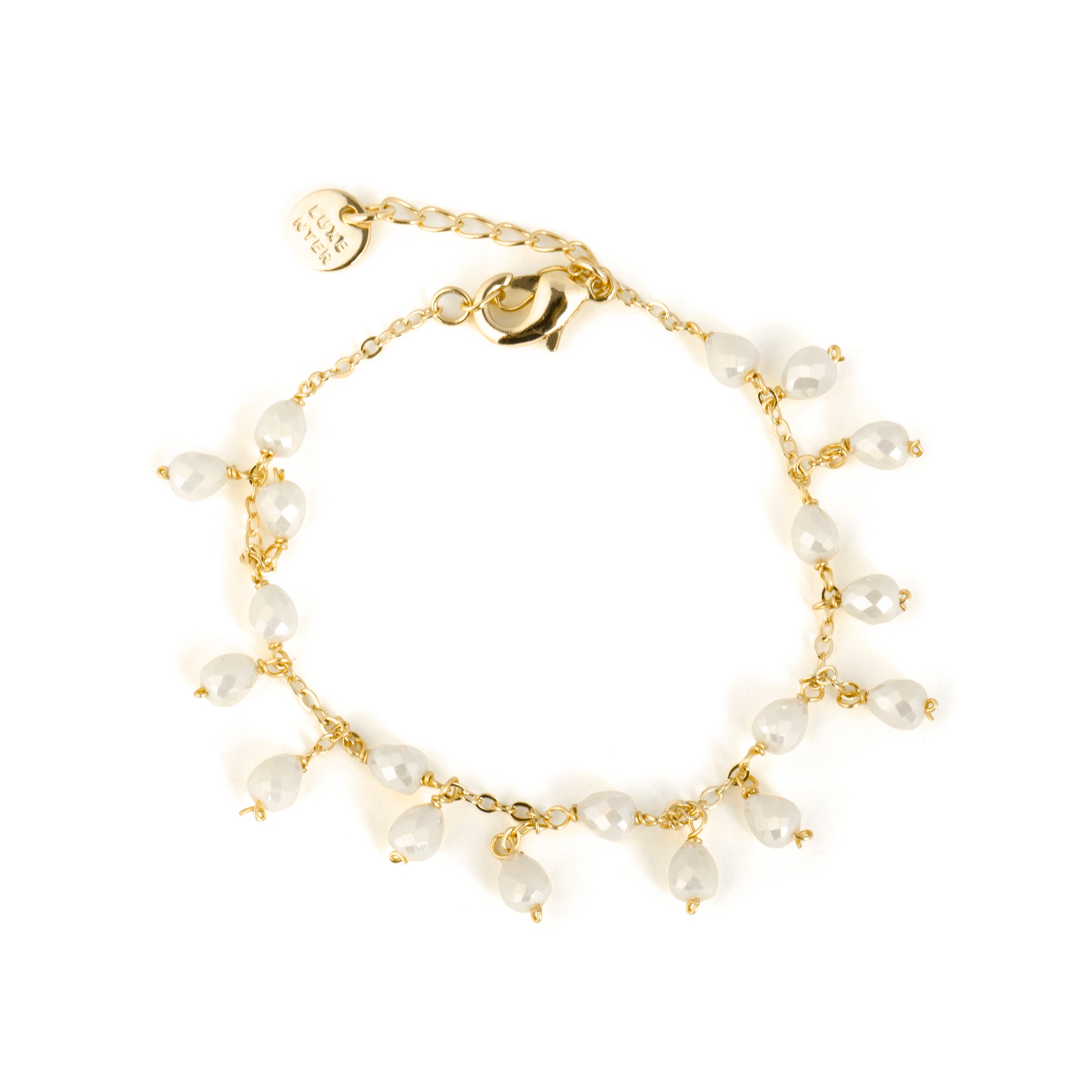 18k Yellow Gold Finish White Crystal Bracelet - Fyre