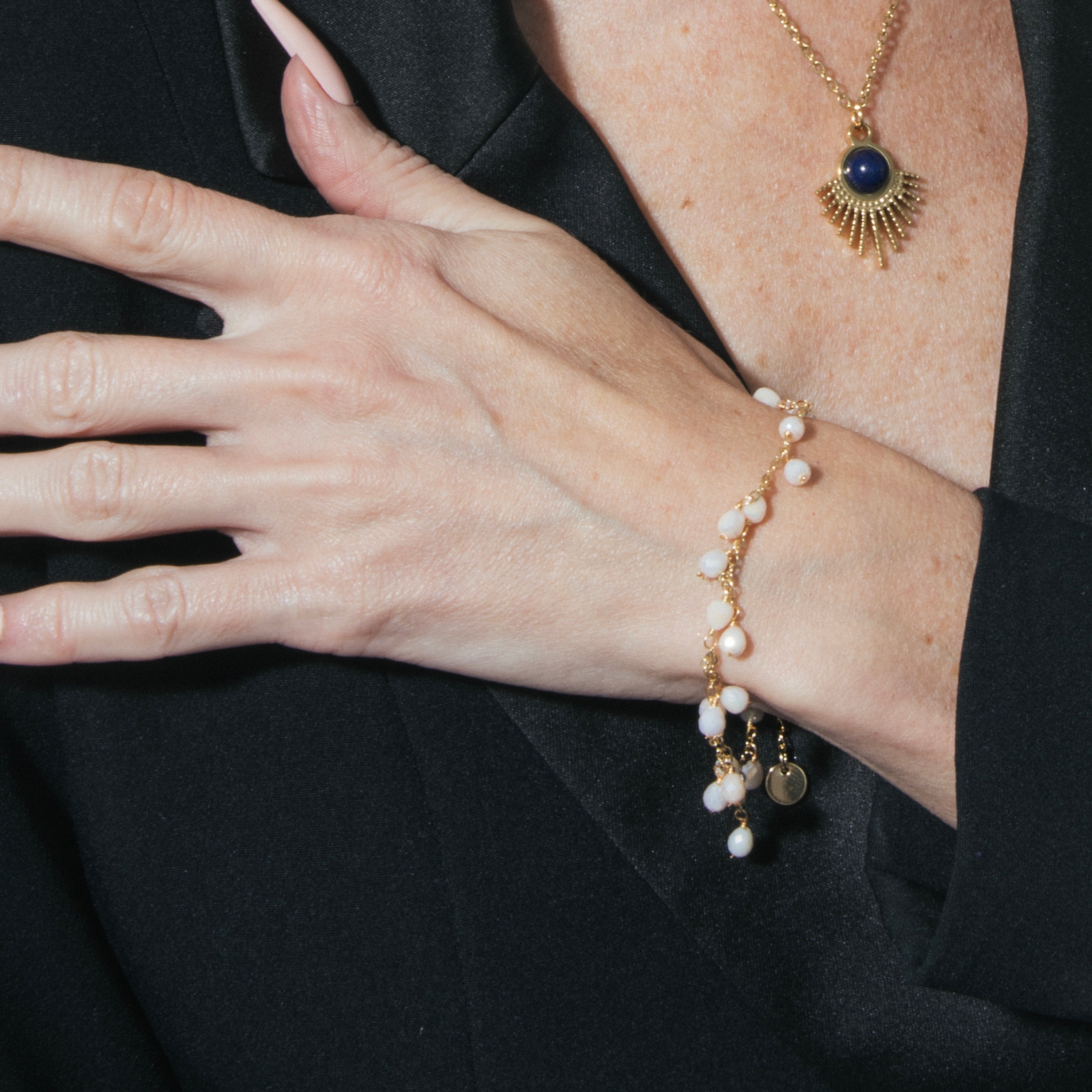 18k Yellow Gold Finish White Crystal Bracelet - Fyre