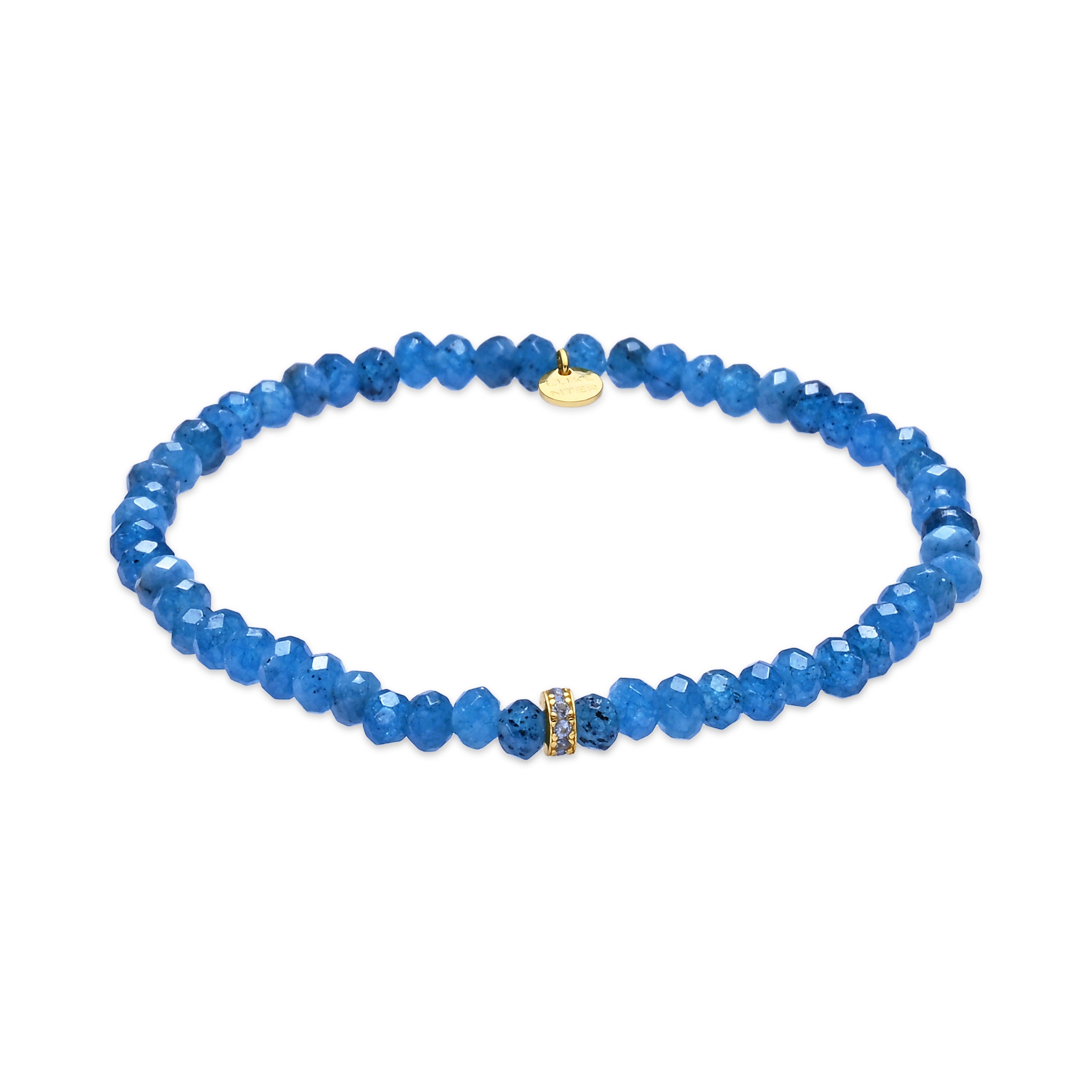18k Yellow Gold-Plated Blue Crystal Bracelet - Aming