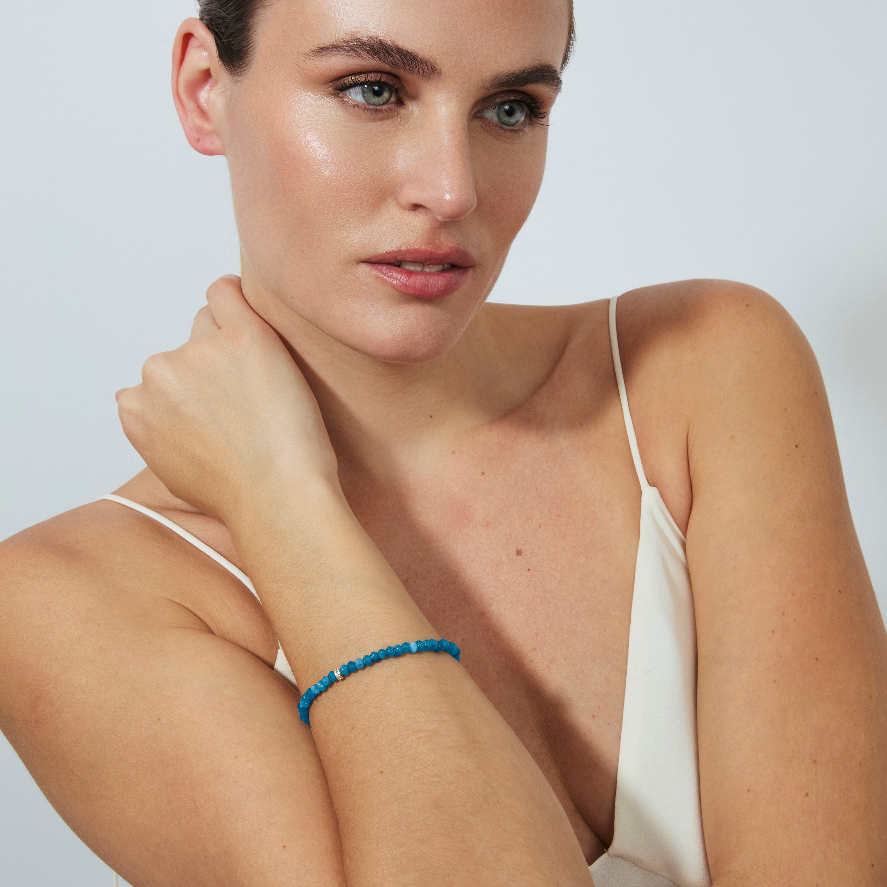 18k Yellow Gold-Plated Blue Crystal Bracelet - Aming