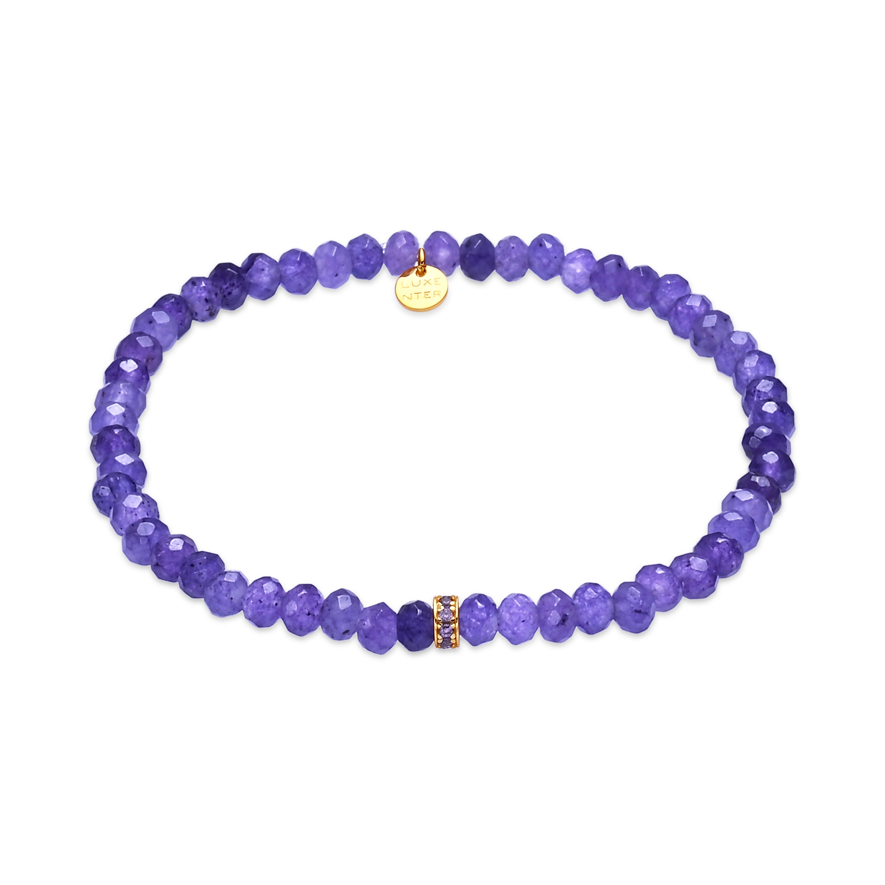 18k Yellow Gold-Plated Purple Crystal Bracelet - Aming