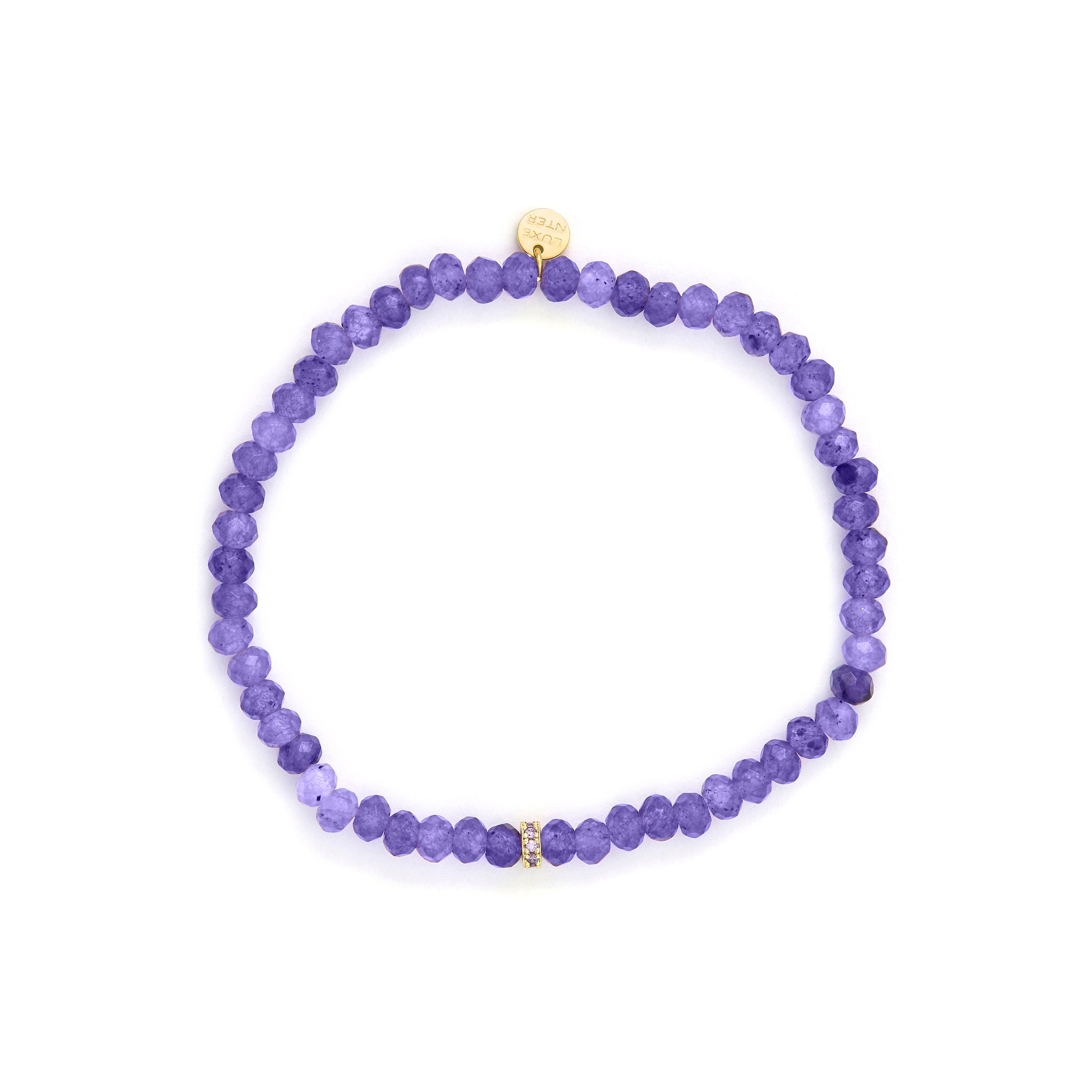 18k Yellow Gold-Plated Purple Crystal Bracelet - Aming