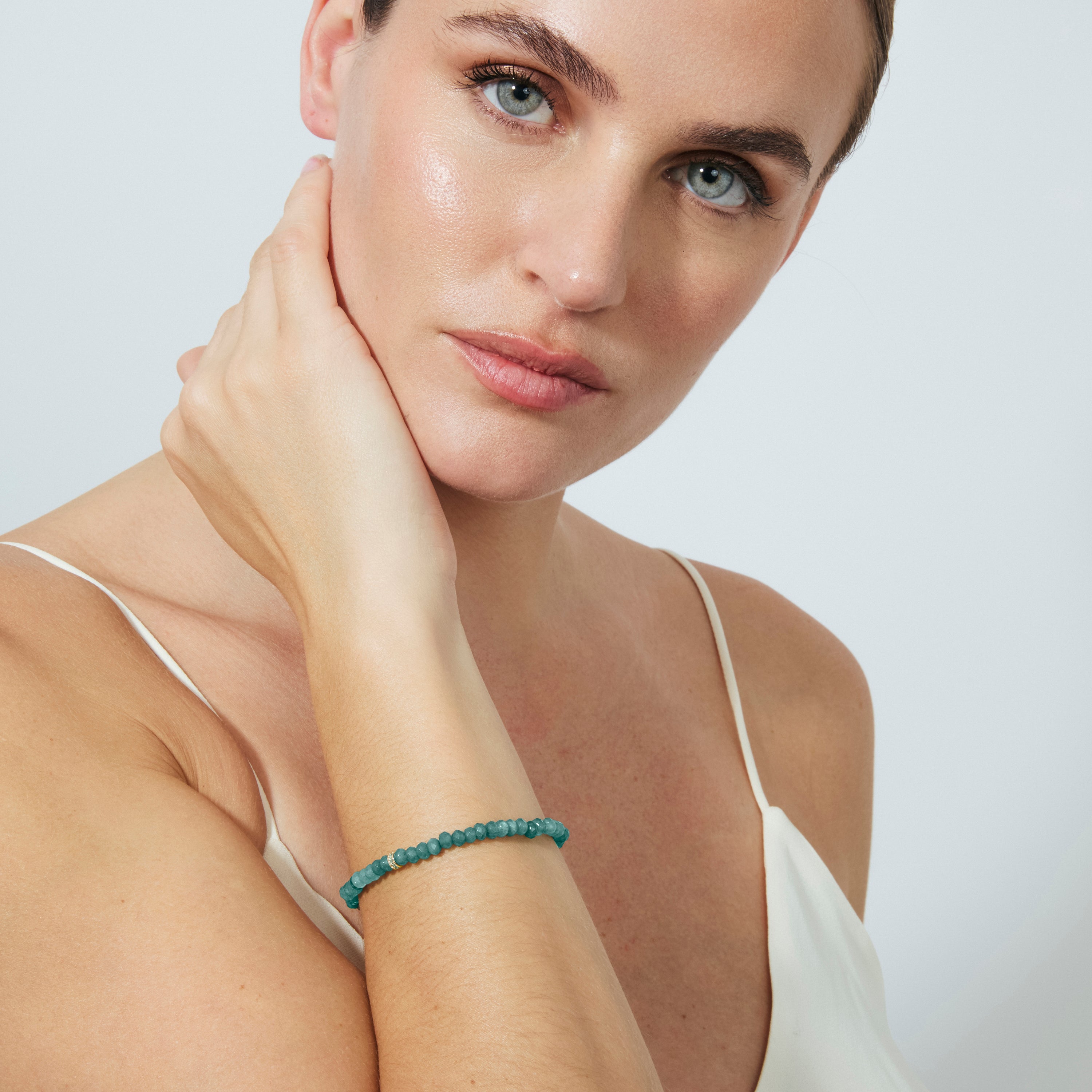 Turquoise Green Crystal Bracelet finished in 18k yellow gold - Aming