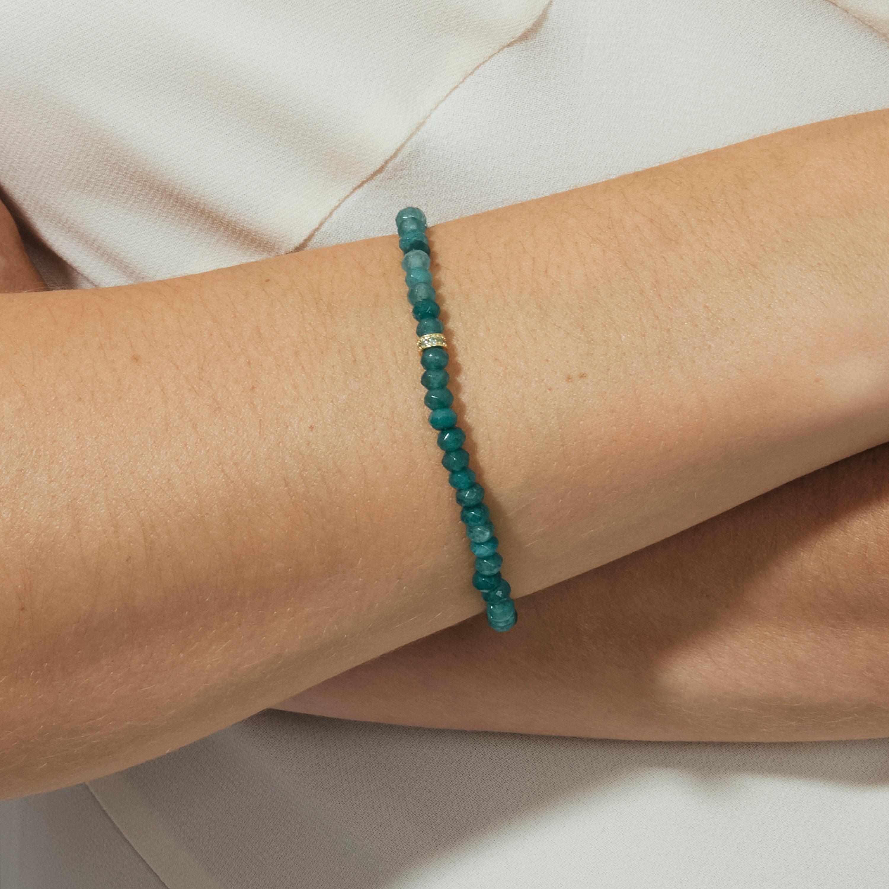 Turquoise Green Crystal Bracelet finished in 18k yellow gold - Aming