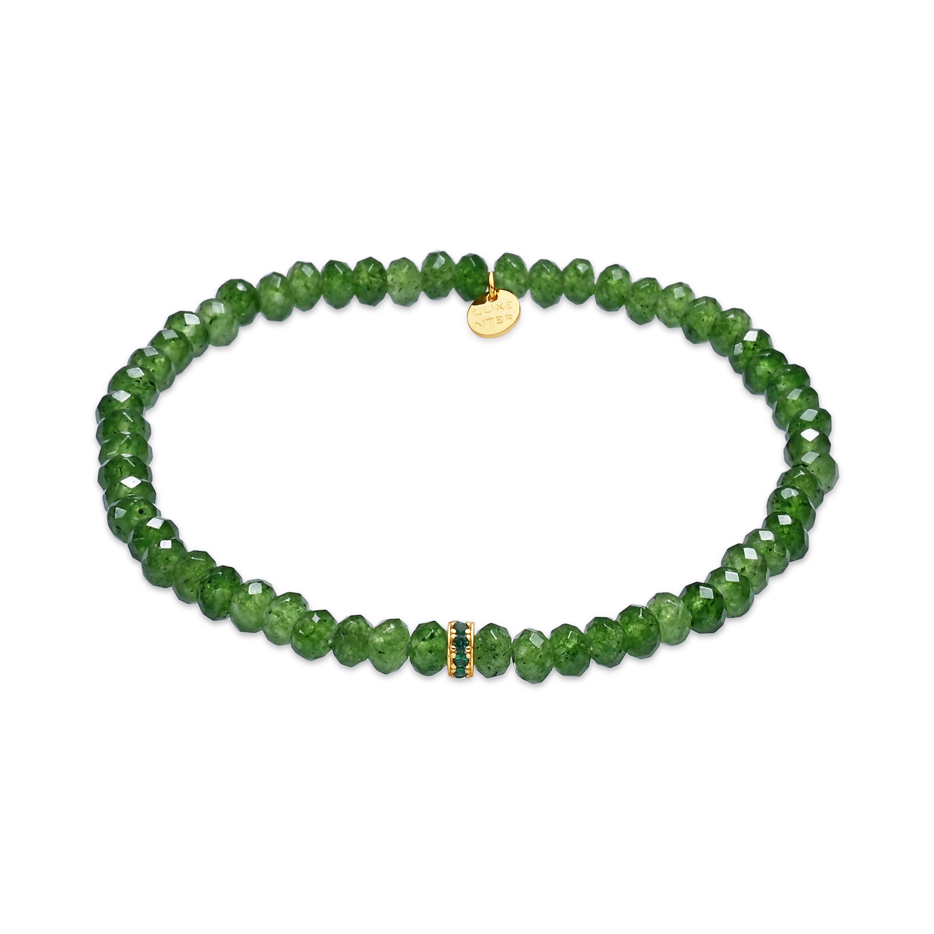 Pulsera de Cristal Verde acabado en oro amarillo de 18k - Aming