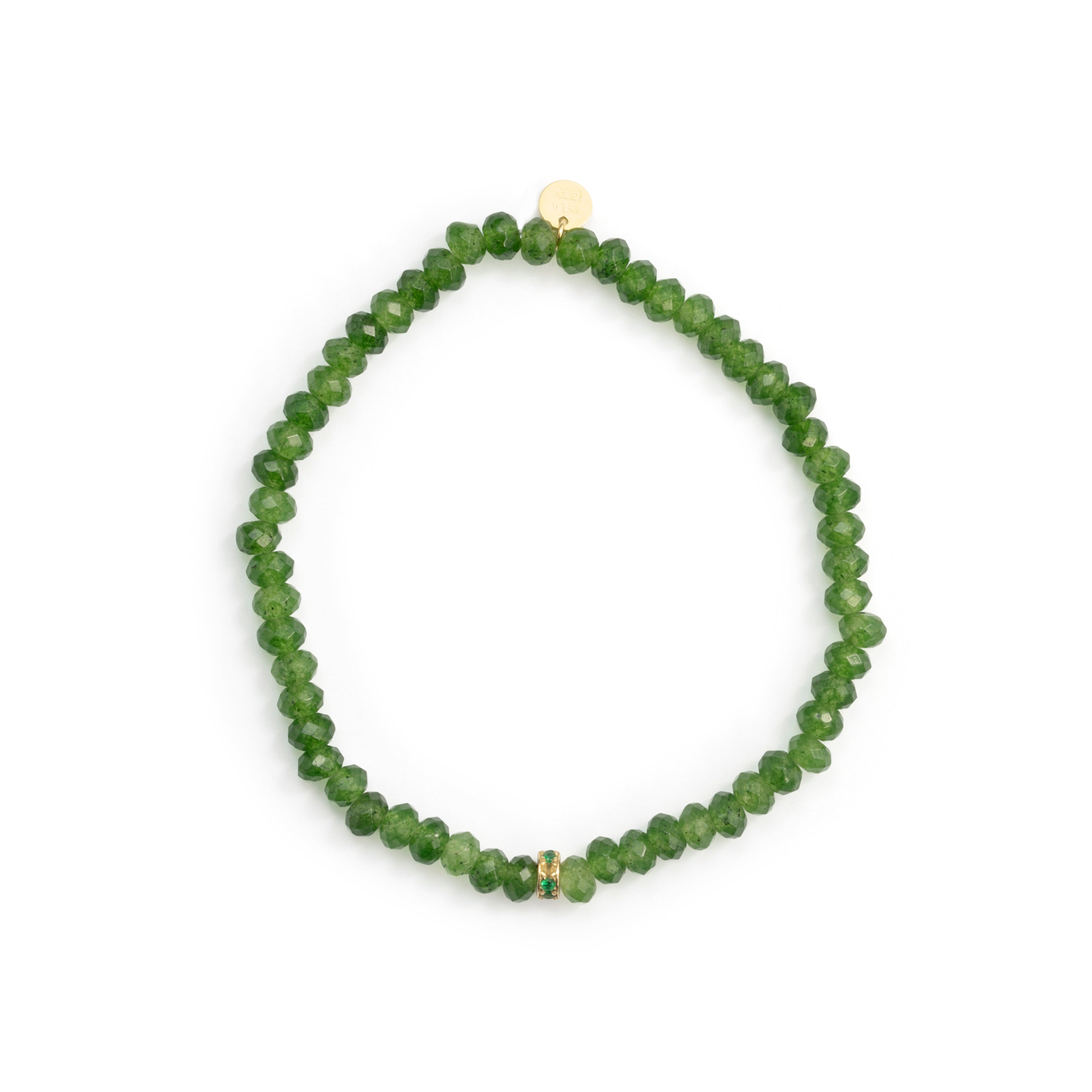 Pulsera de Cristal Verde acabado en oro amarillo de 18k - Aming