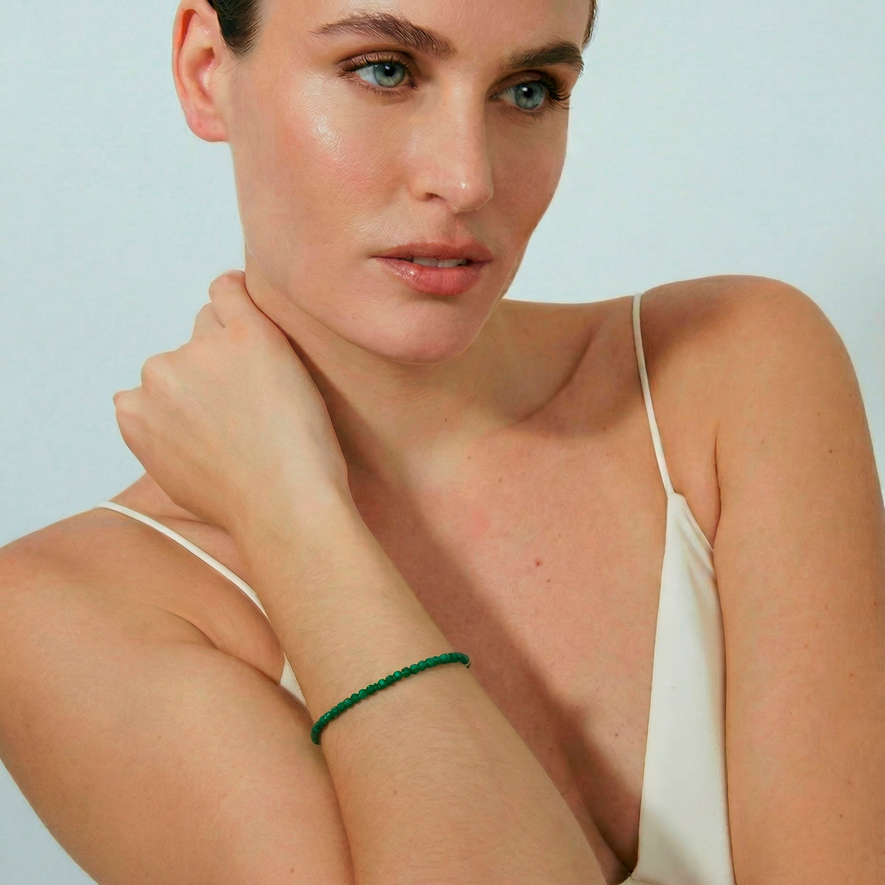 Pulsera de Cristal Verde acabado en oro amarillo de 18k - Aming