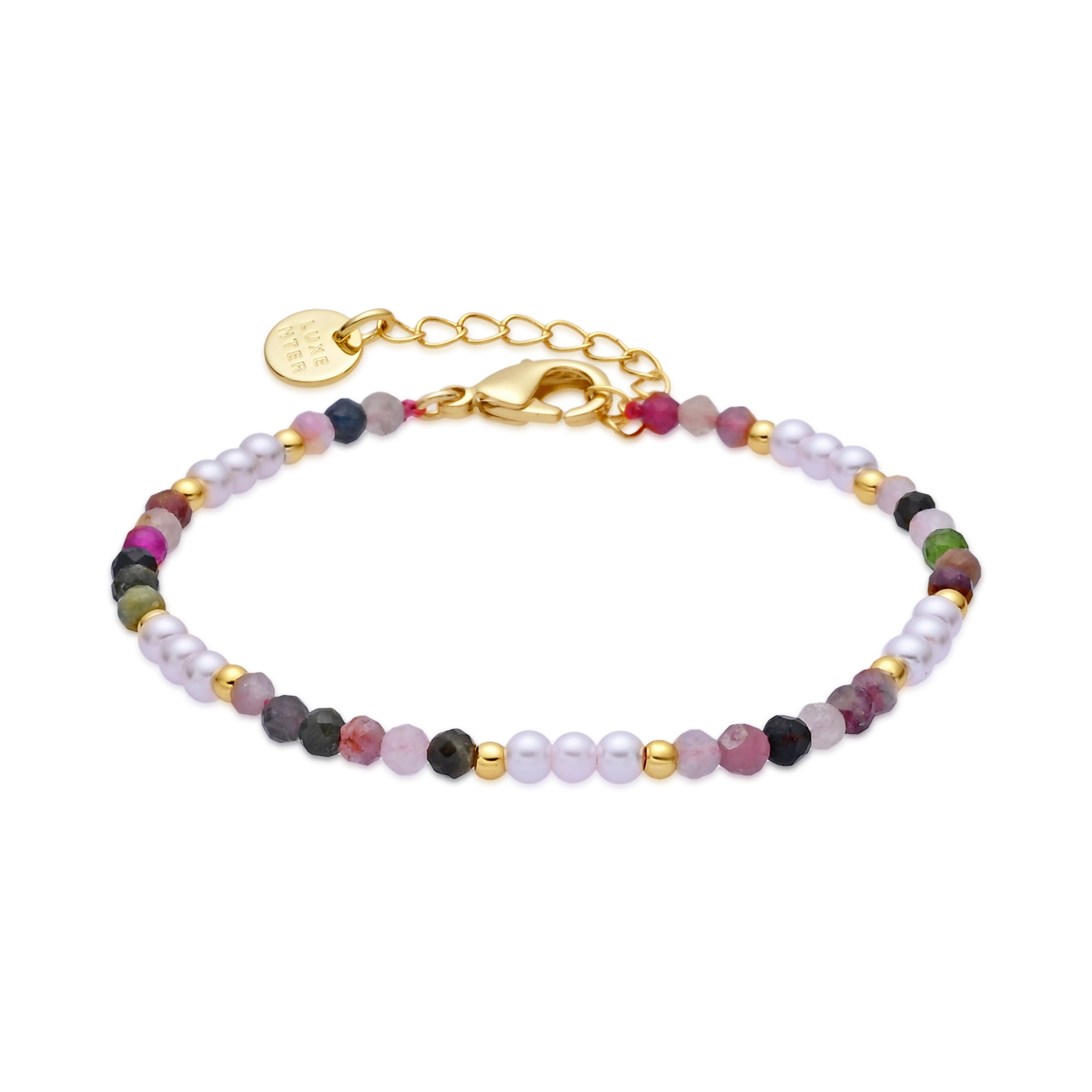 Multicolor Tourmaline bracelet with 18k yellow gold finish - Sury