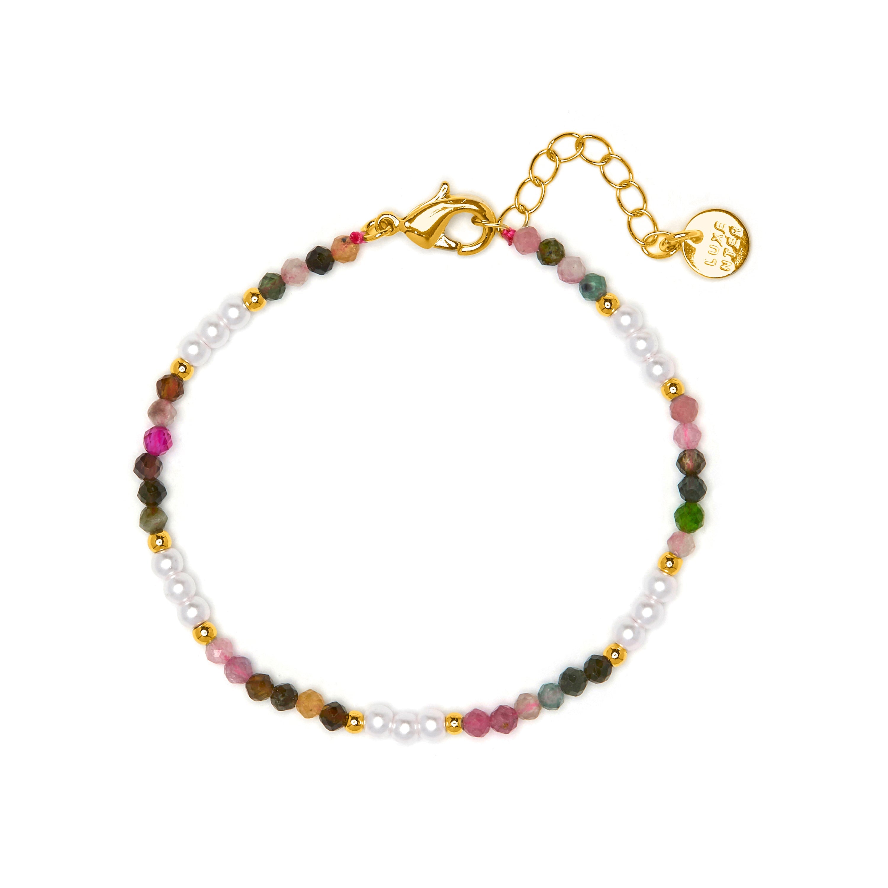 Multicolor Tourmaline bracelet with 18k yellow gold finish - Sury