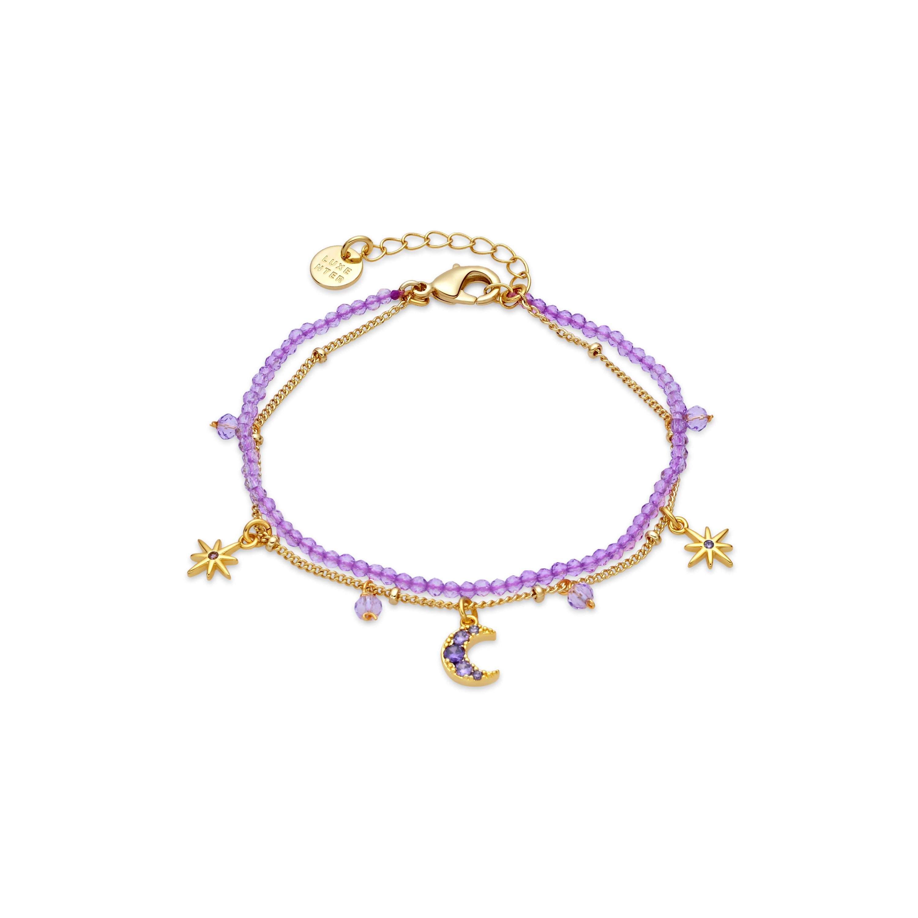 Purple Crystal Bracelet with 18k Yellow Gold Finish - Ayora