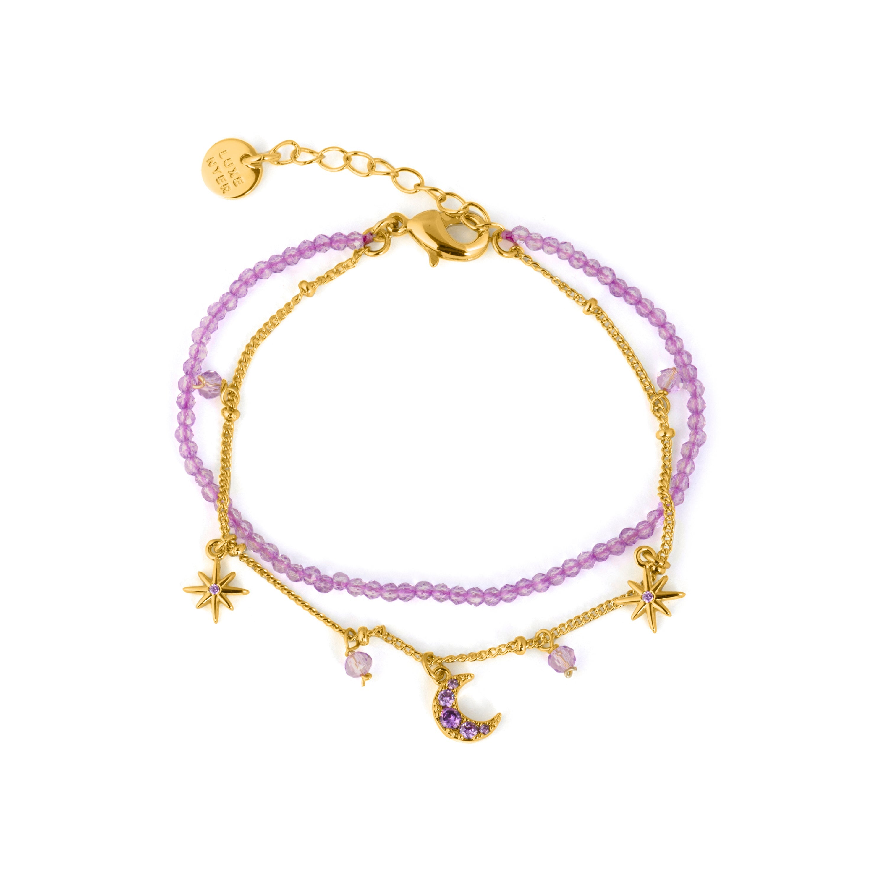 Purple Crystal Bracelet with 18k Yellow Gold Finish - Ayora