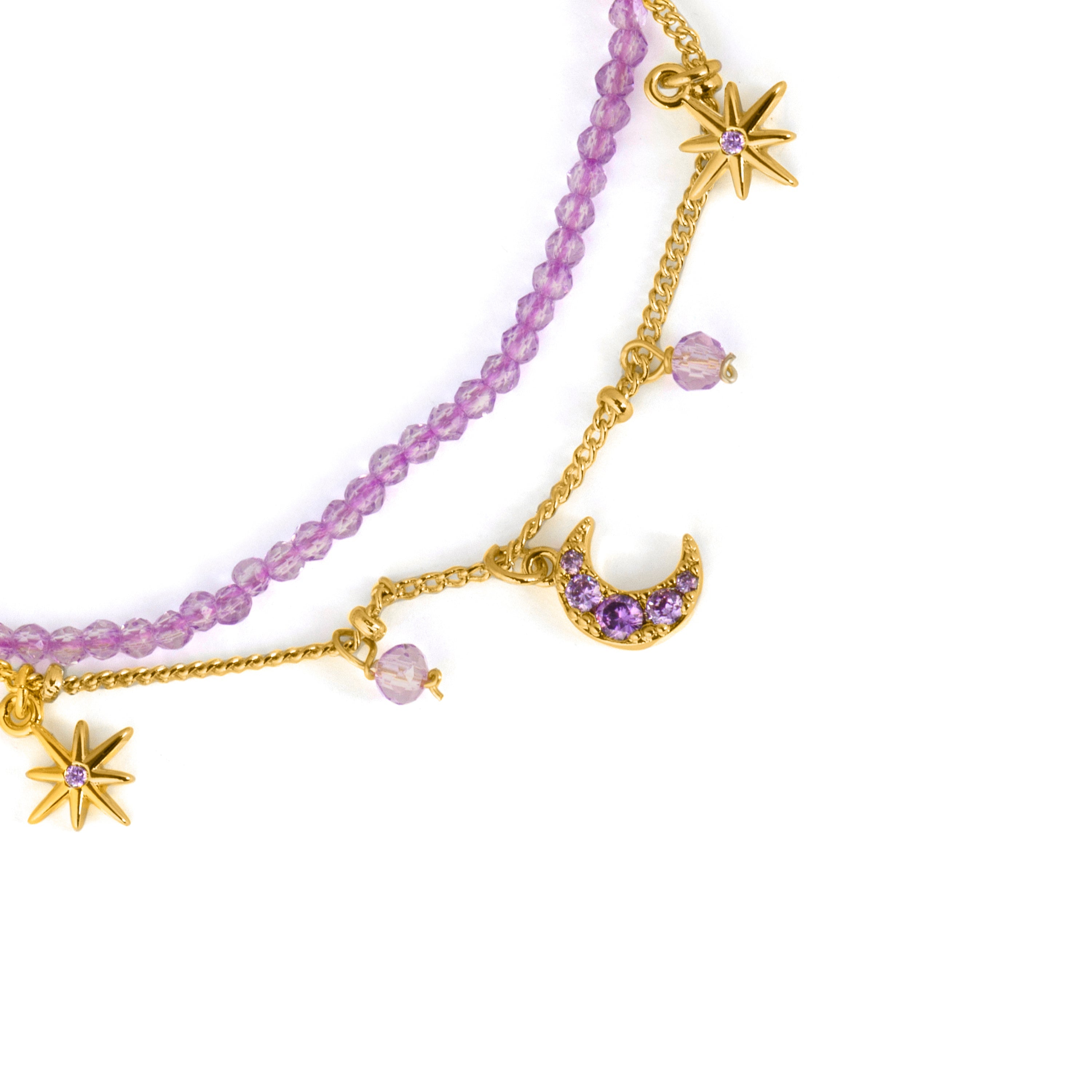 Purple Crystal Bracelet with 18k Yellow Gold Finish - Ayora