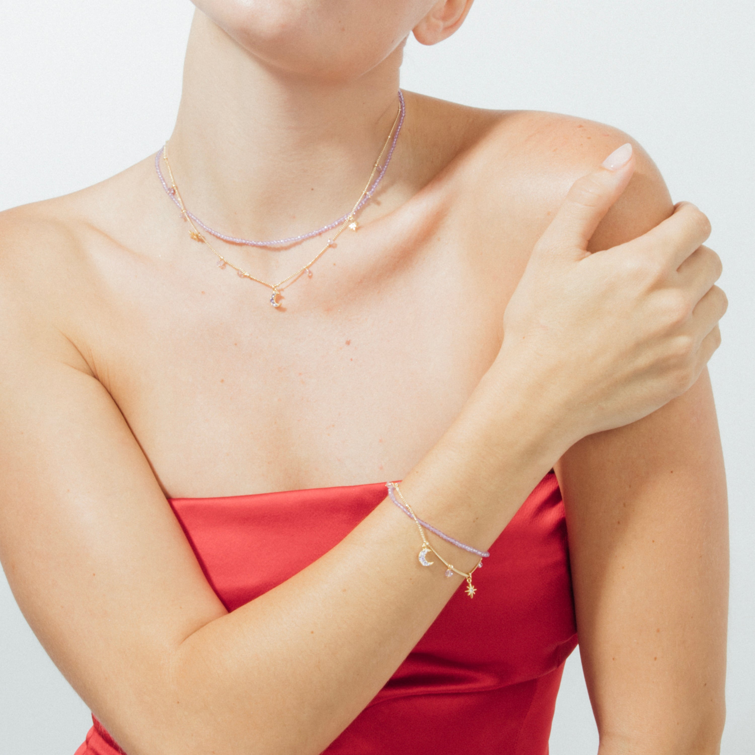 Purple Crystal Bracelet with 18k Yellow Gold Finish - Ayora