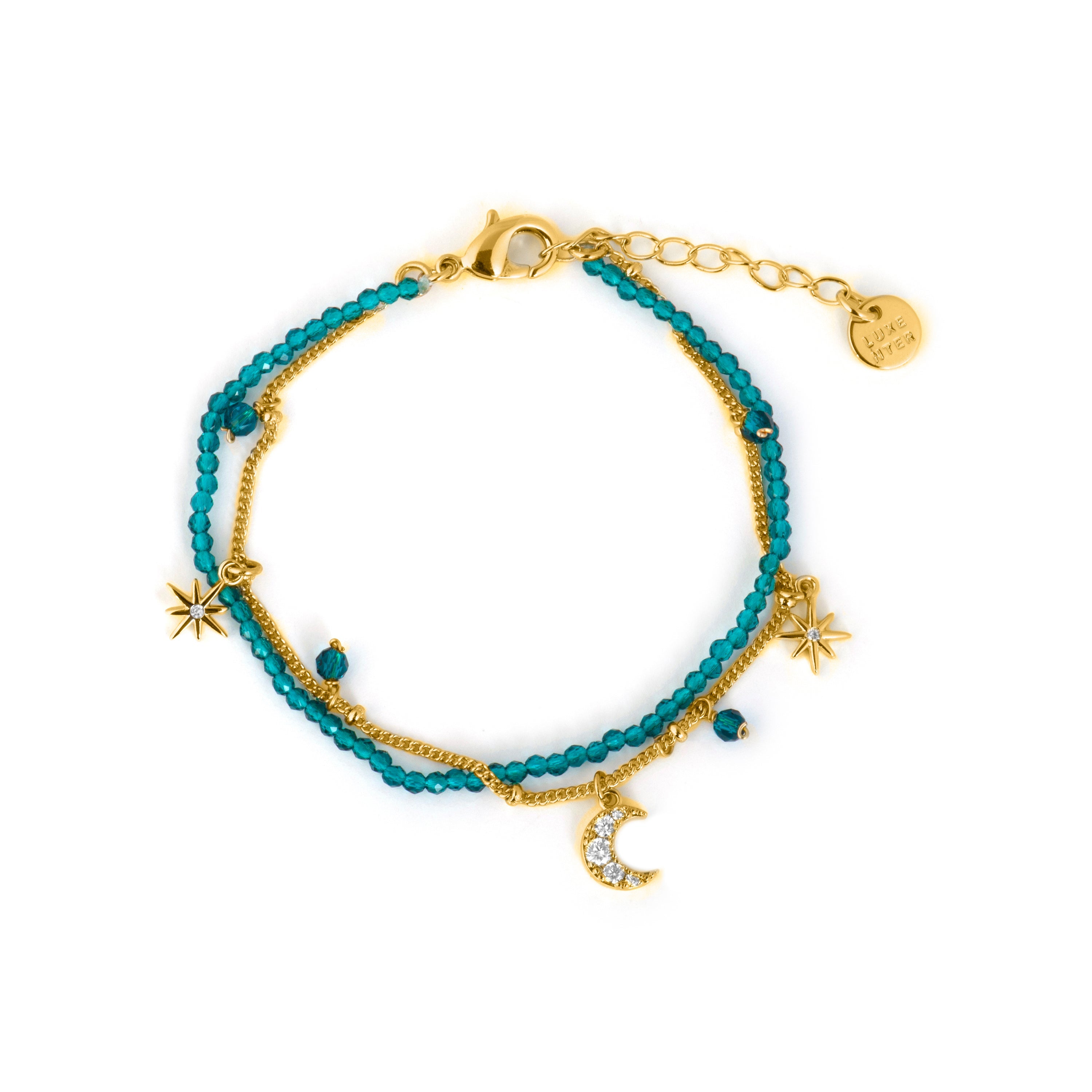 Yellow Gold Plated 18k Green Crystal Bracelet - Ayora