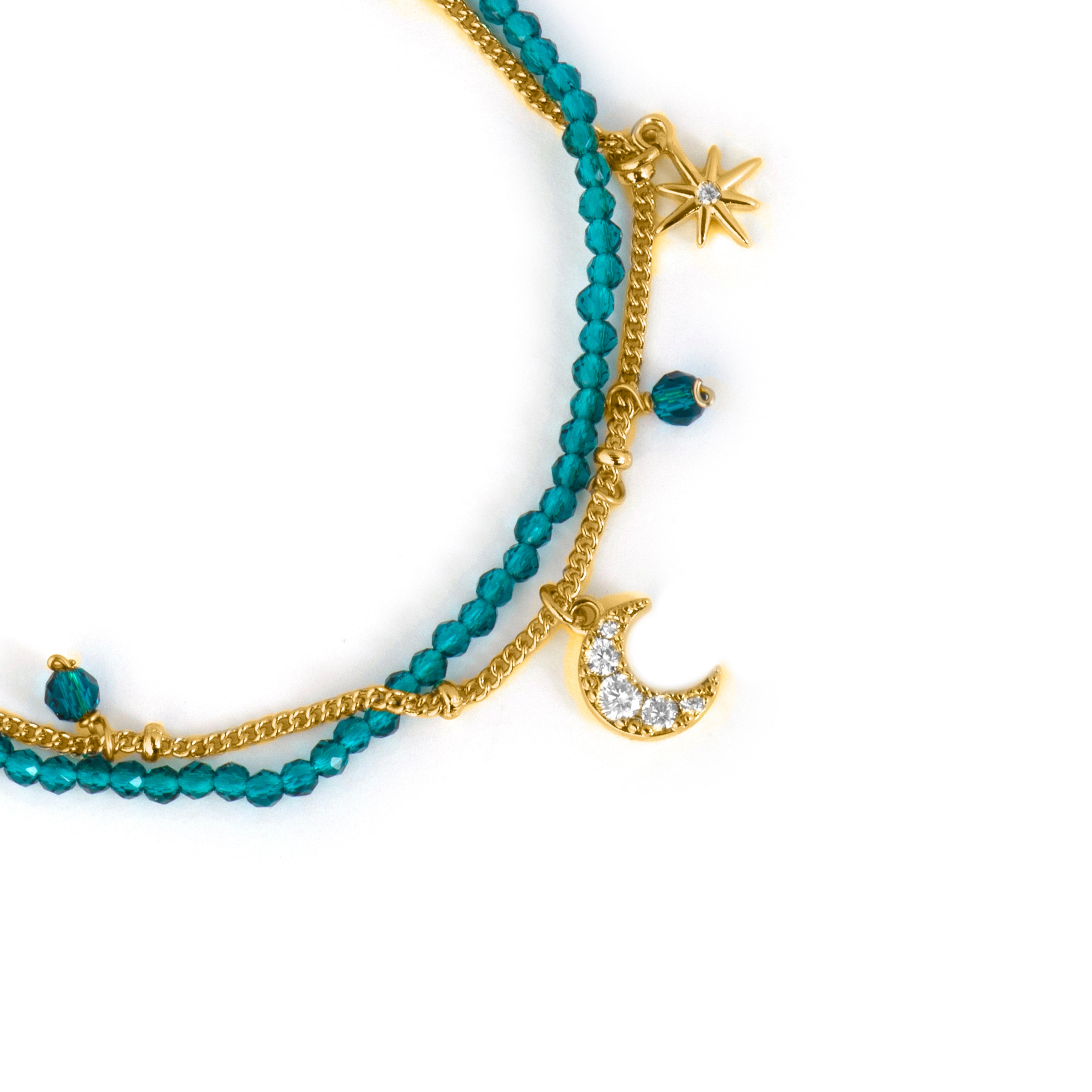 Yellow Gold Plated 18k Green Crystal Bracelet - Ayora