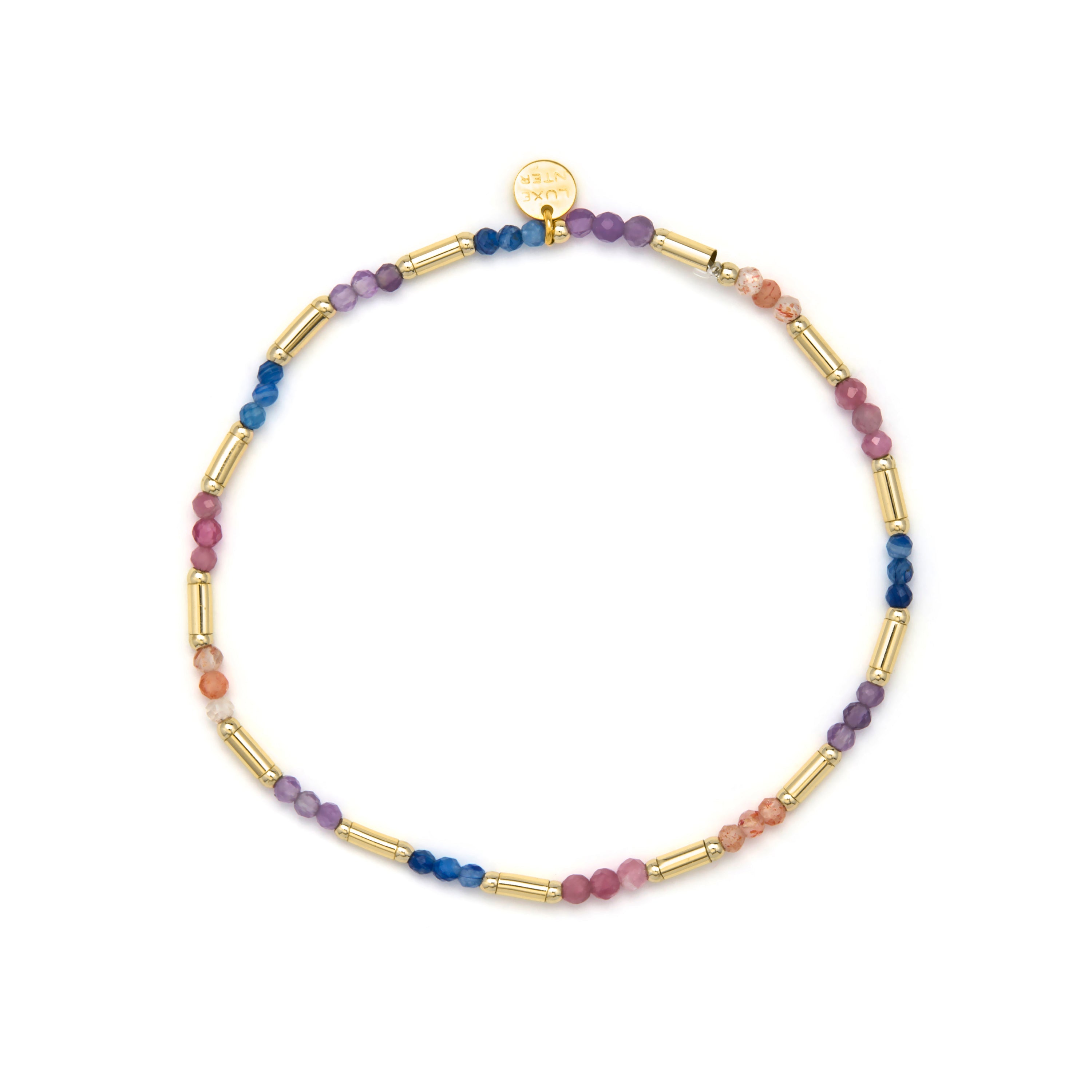Pulsera  de cristal multicolor acabado en oro amarillo de 18k - Athas