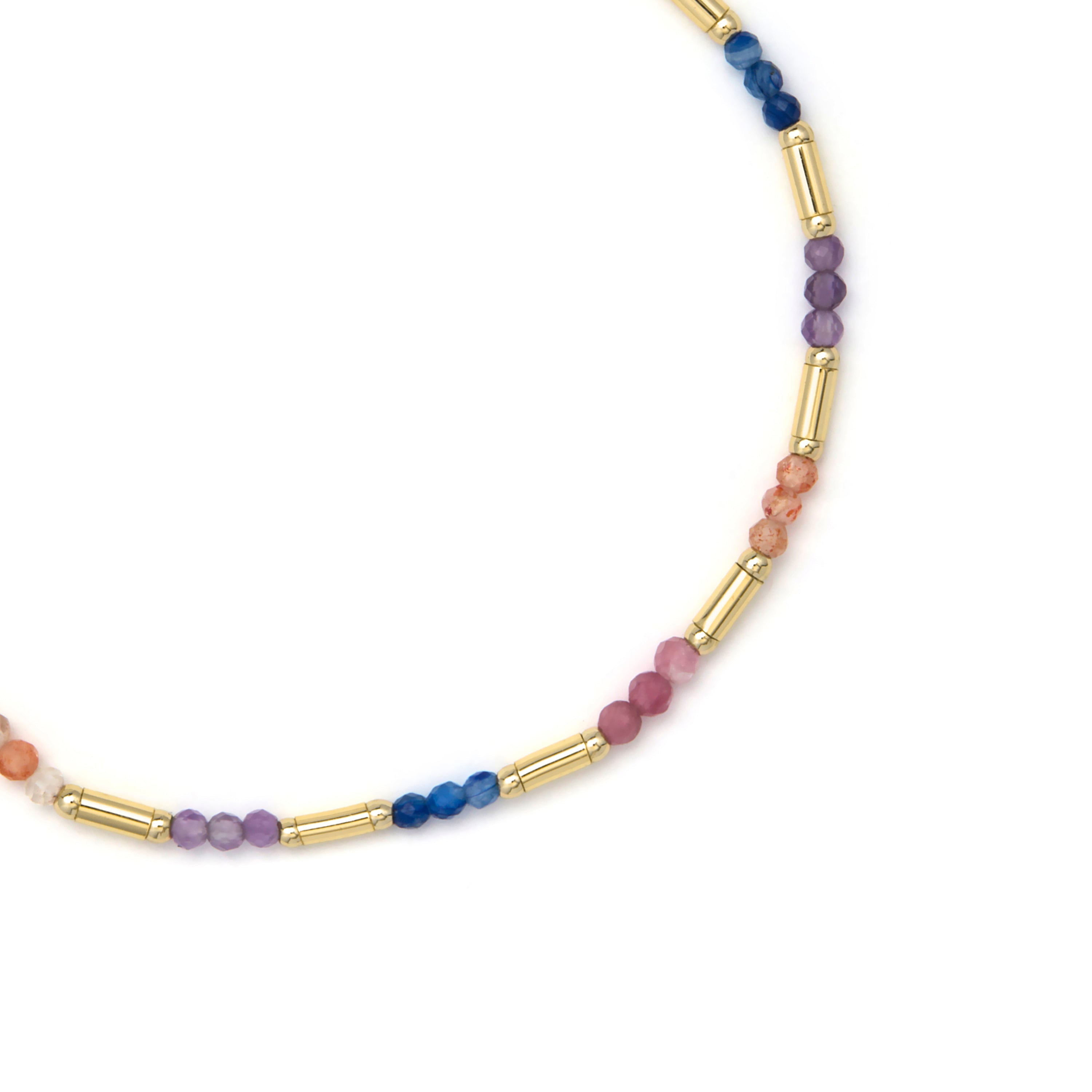 Pulsera  de cristal multicolor acabado en oro amarillo de 18k - Athas