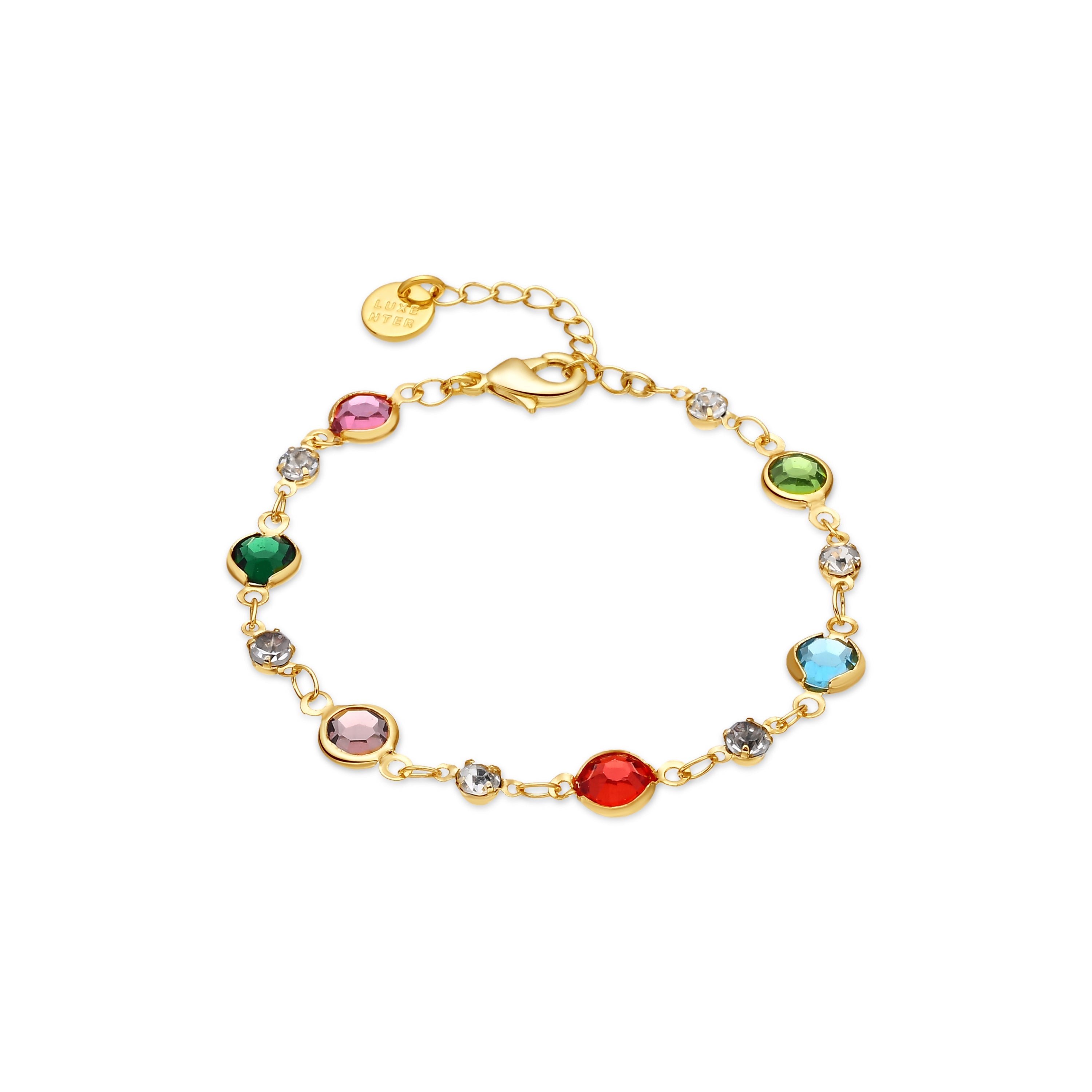 Multicolor Zirconia Bracelet in 18k Yellow Gold Finish - Akas