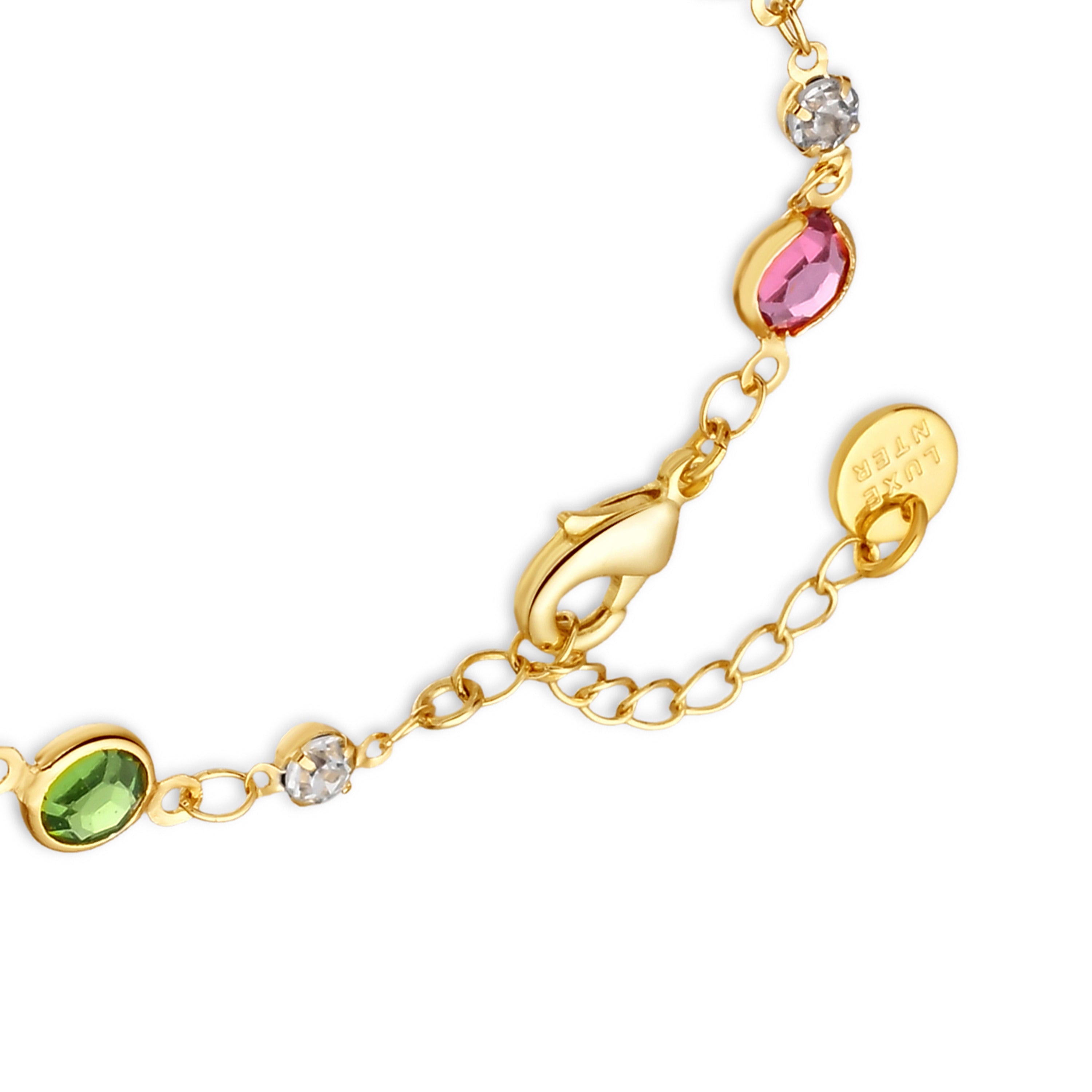 Multicolor Zirconia Bracelet in 18k Yellow Gold Finish - Akas